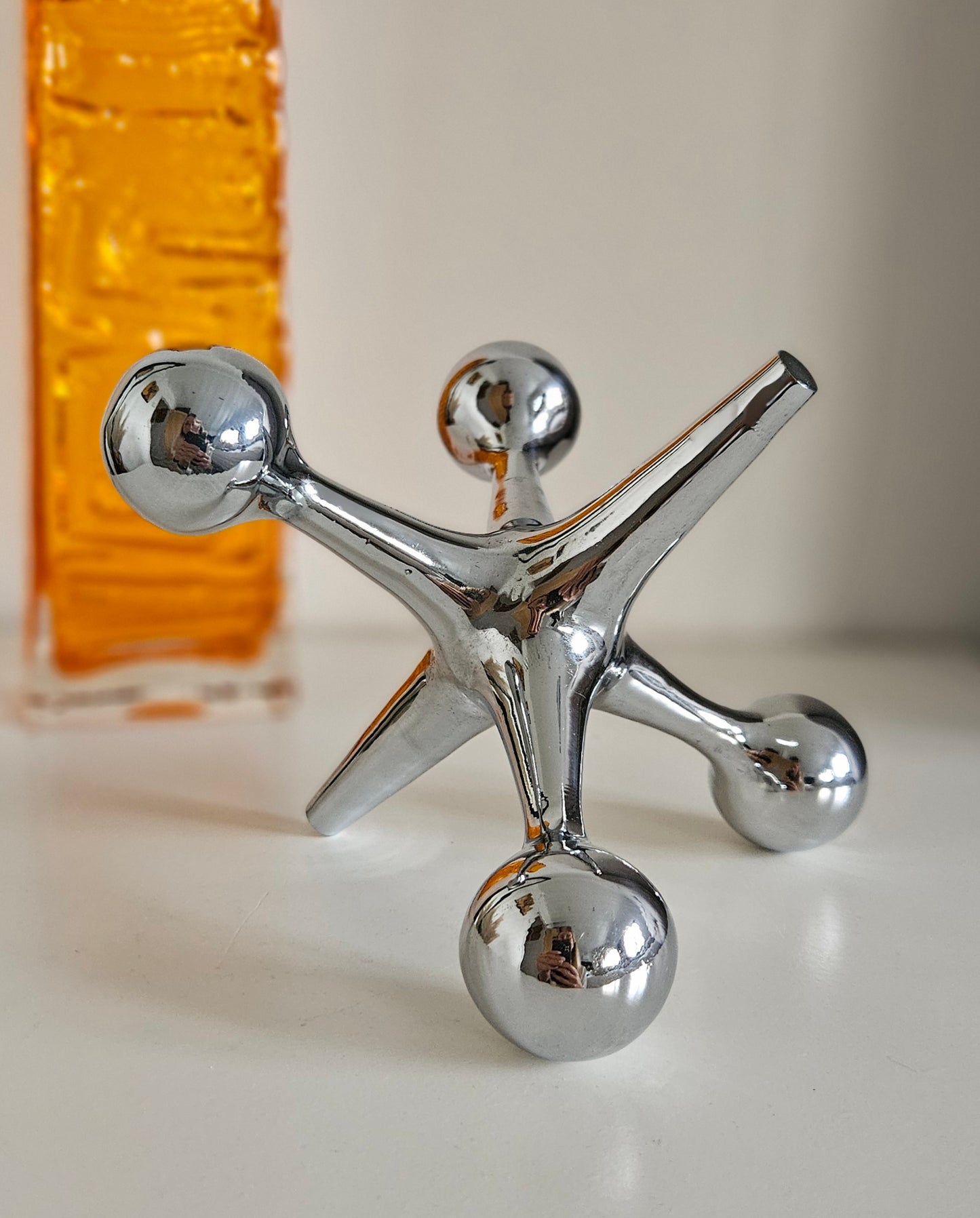 Mid-Century Heavy Chrome Jax Jack Sculpture