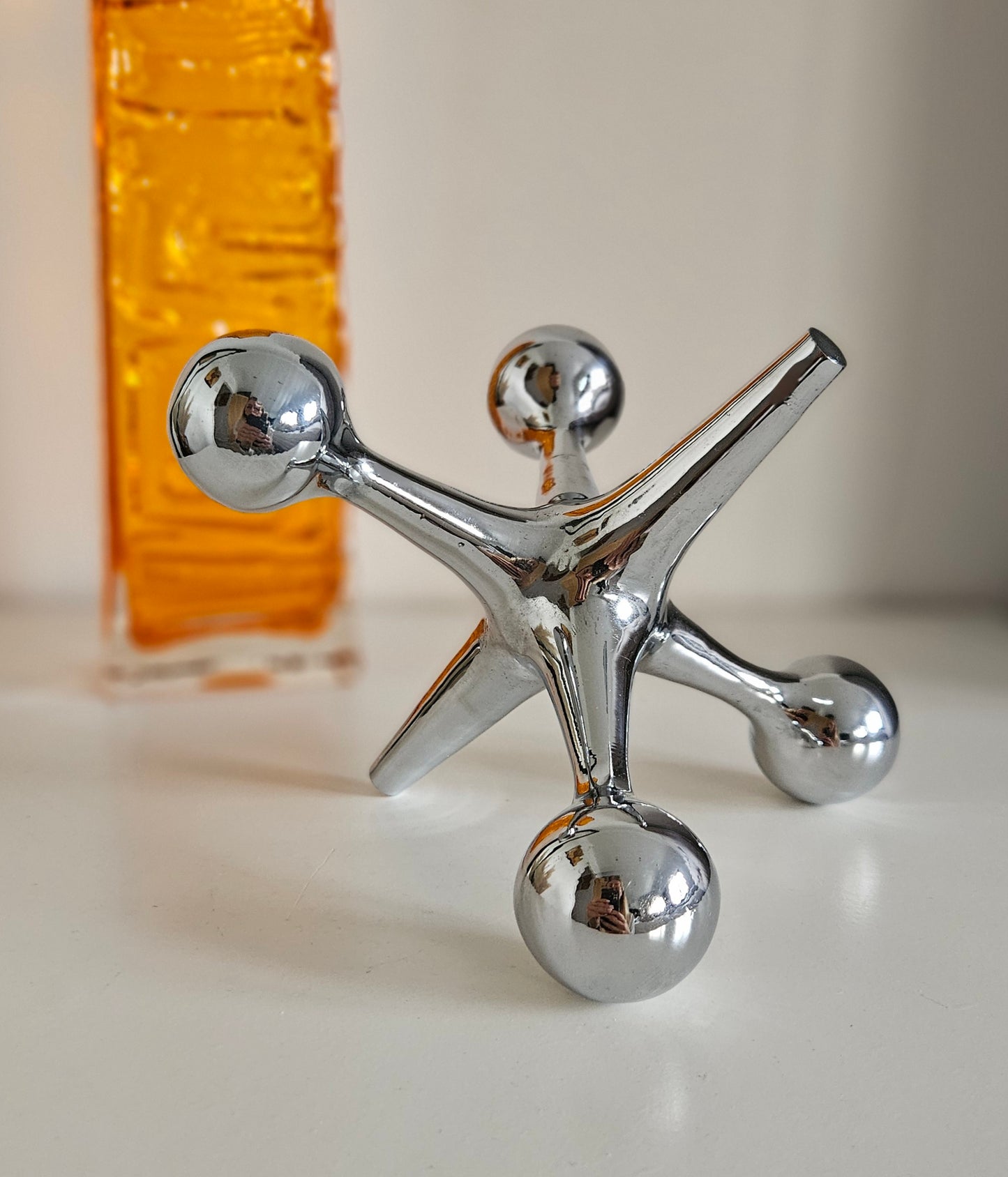 Mid-Century Heavy Chrome Jax Jack Sculpture