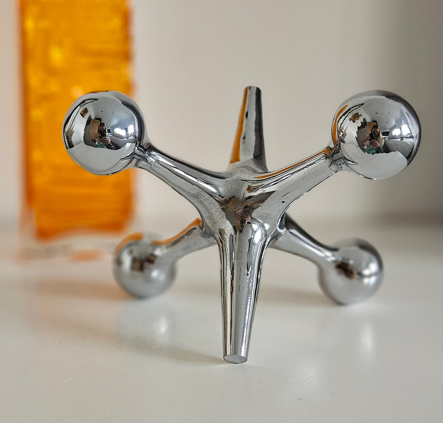Mid-Century Heavy Chrome Jax Jack Sculpture