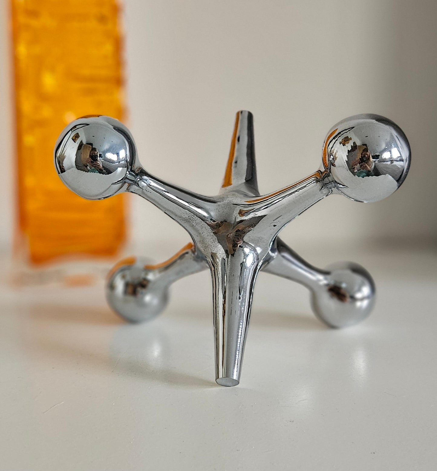 Mid-Century Heavy Chrome Jax Jack Sculpture