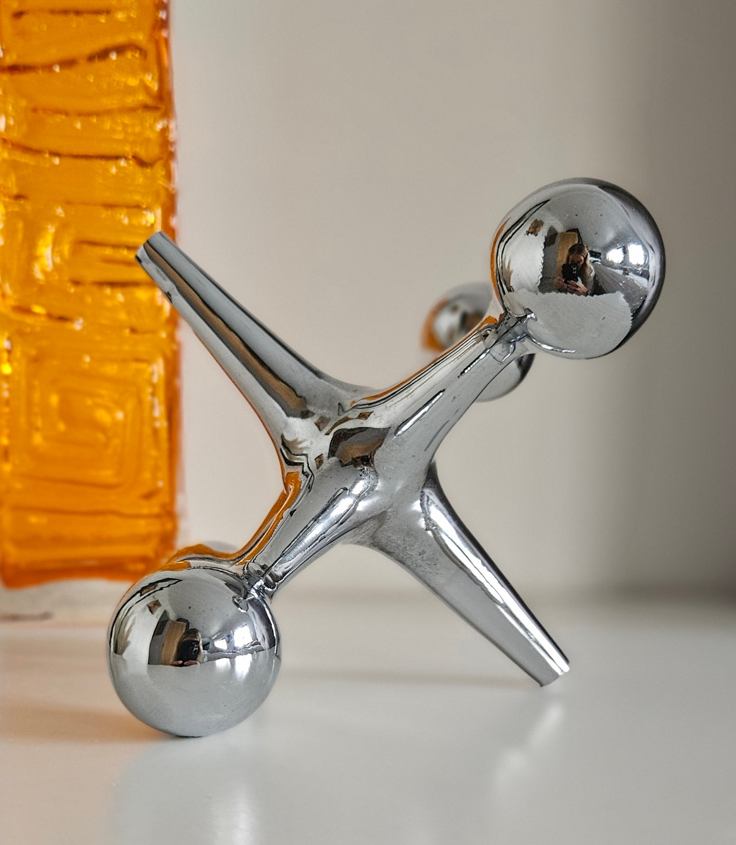 Mid-Century Heavy Chrome Jax Jack Sculpture