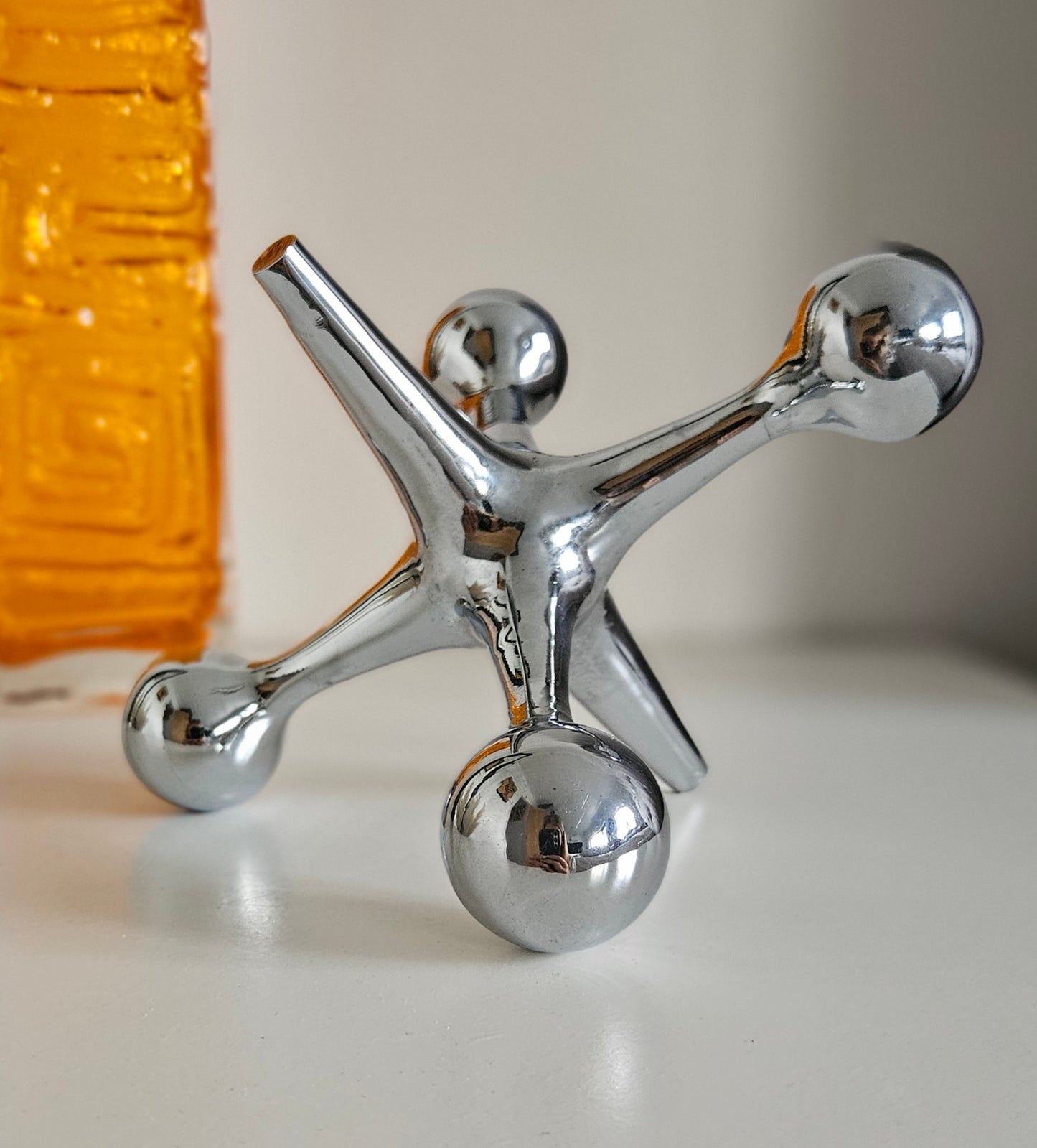 Mid-Century Heavy Chrome Jax Jack Sculpture