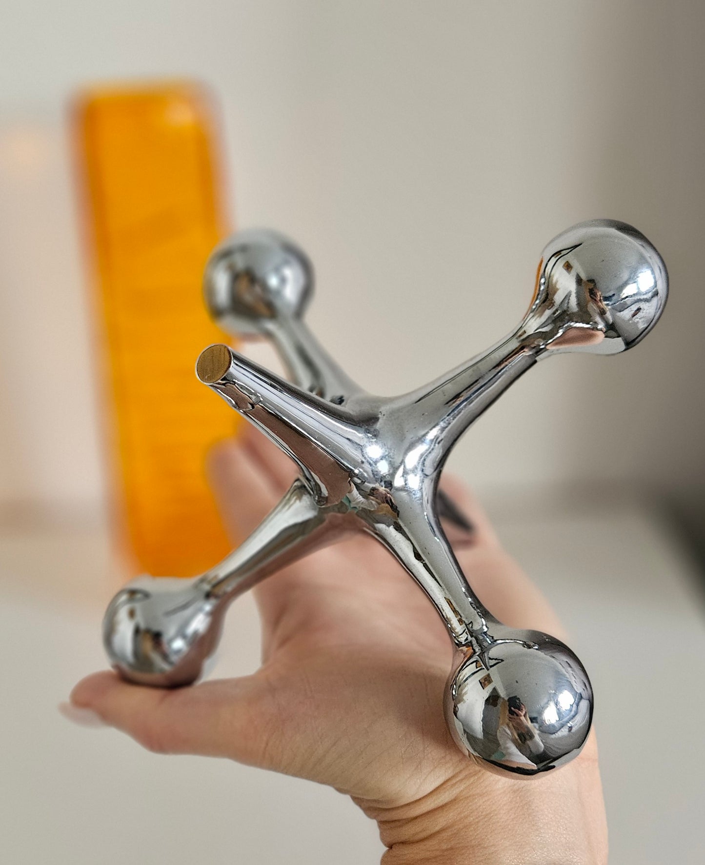 Mid-Century Heavy Chrome Jax Jack Sculpture