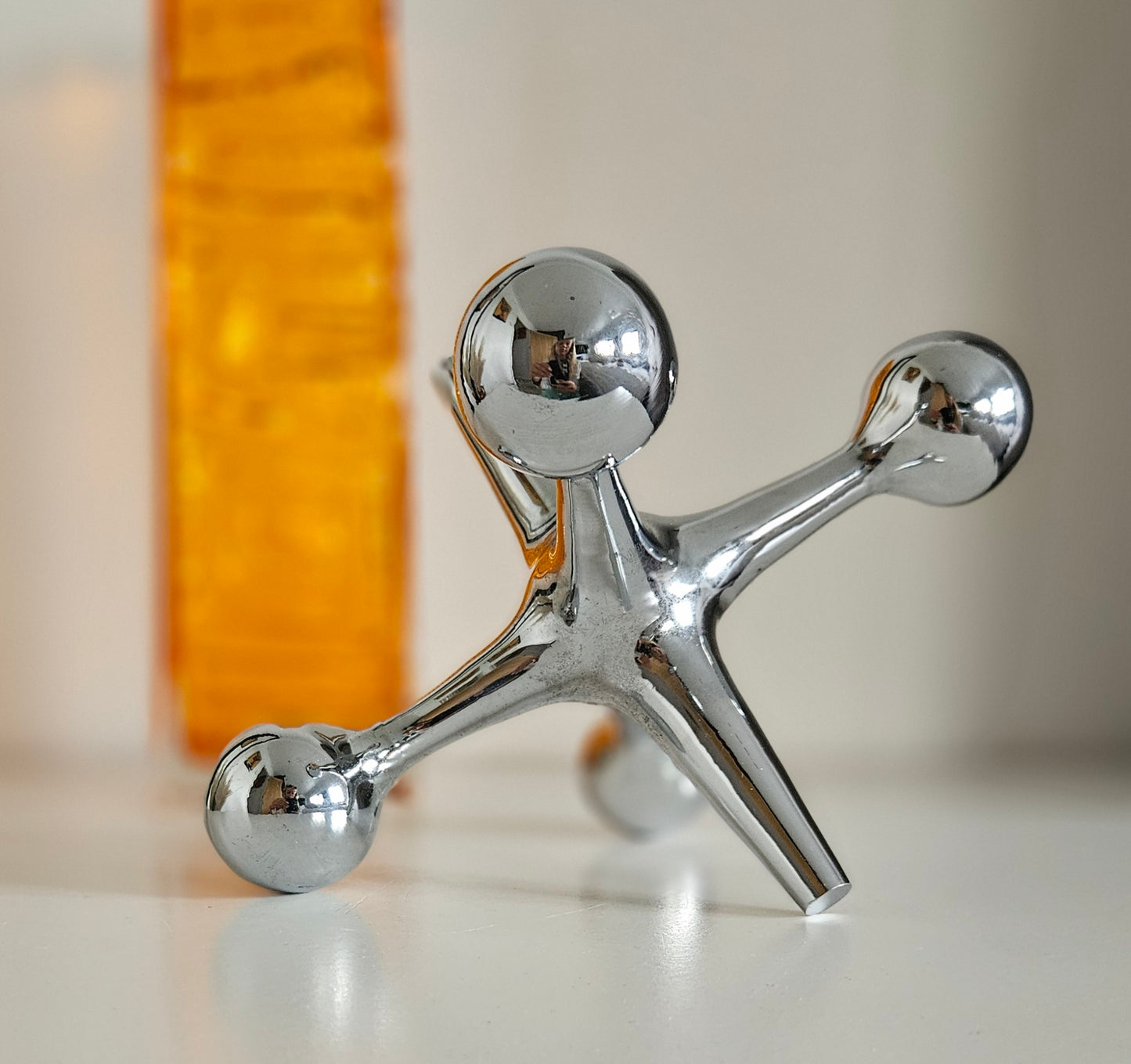 Mid-Century Heavy Chrome Jax Jack Sculpture