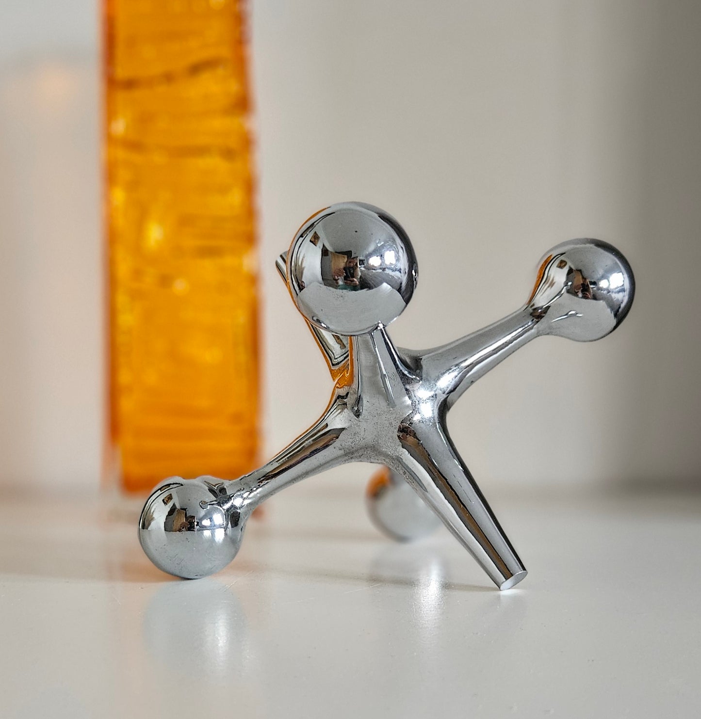 Mid-Century Heavy Chrome Jax Jack Sculpture