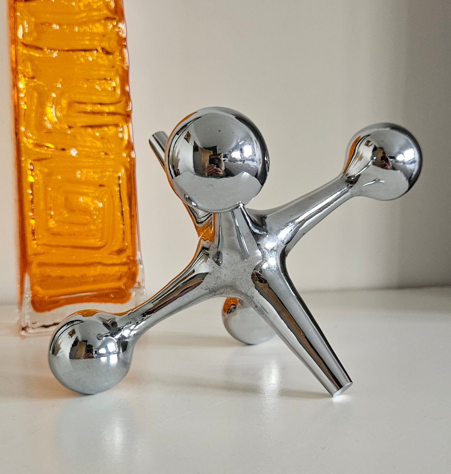 Mid-Century Heavy Chrome Jax Jack Sculpture