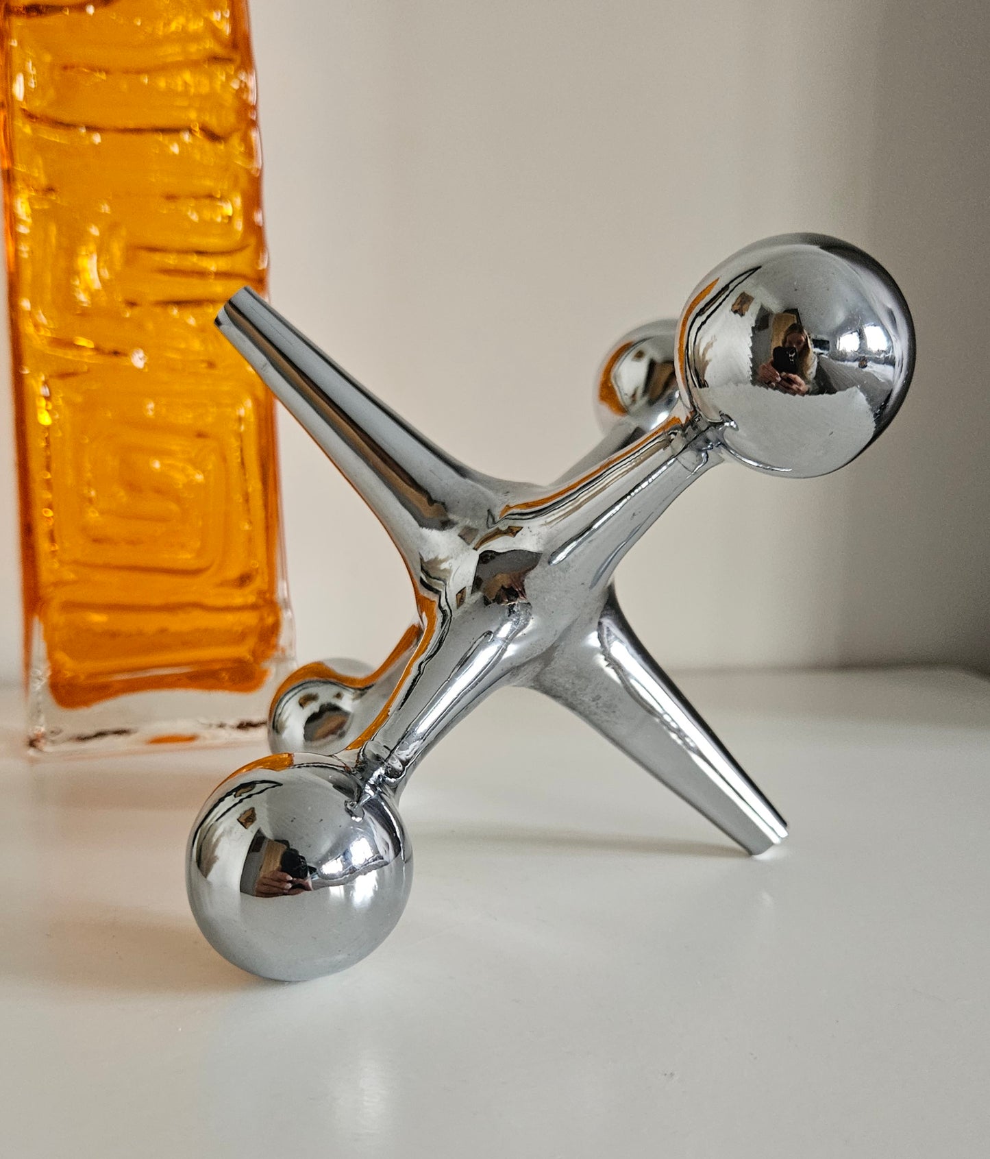 Mid-Century Heavy Chrome Jax Jack Sculpture
