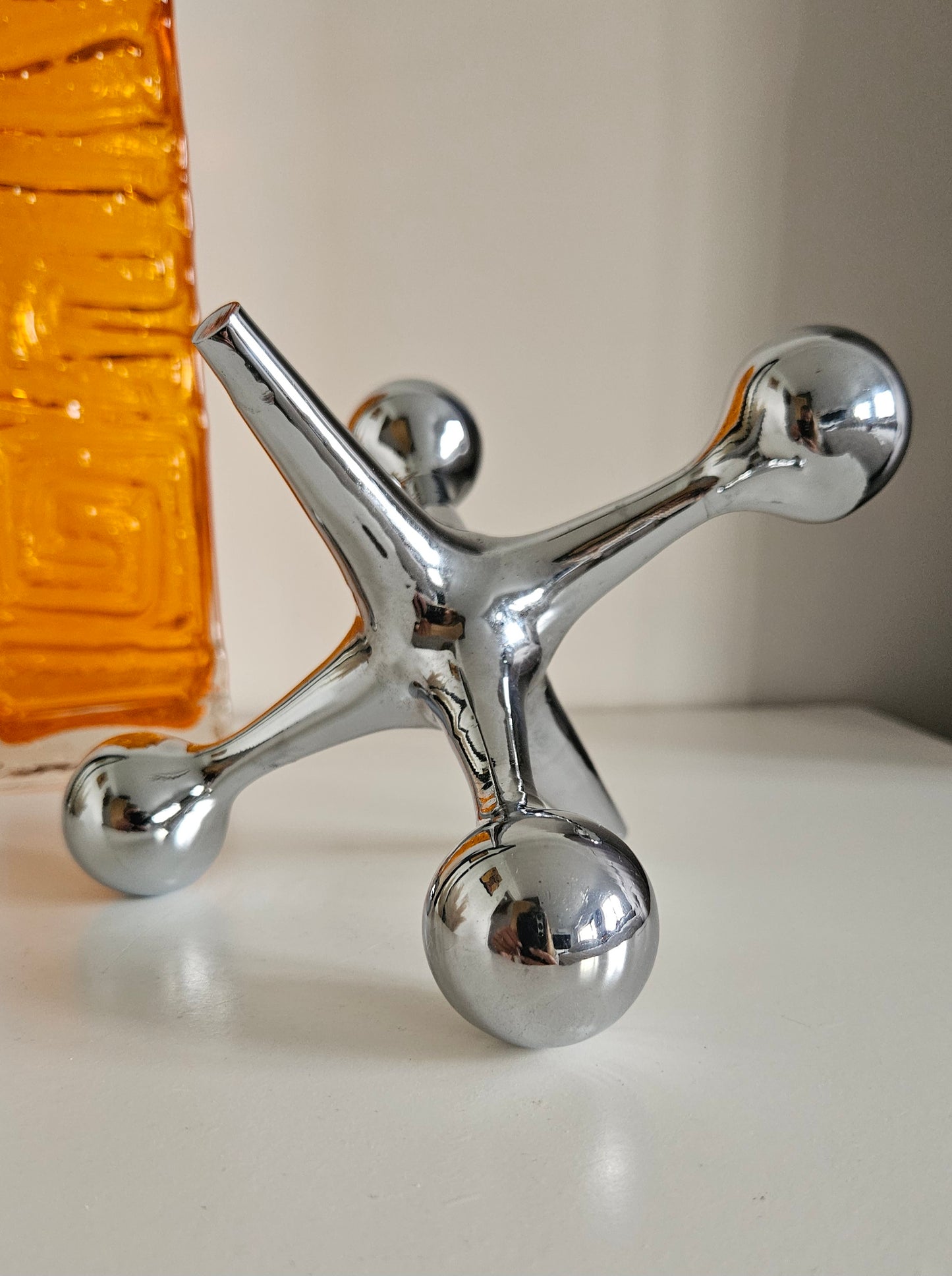 Mid-Century Heavy Chrome Jax Jack Sculpture