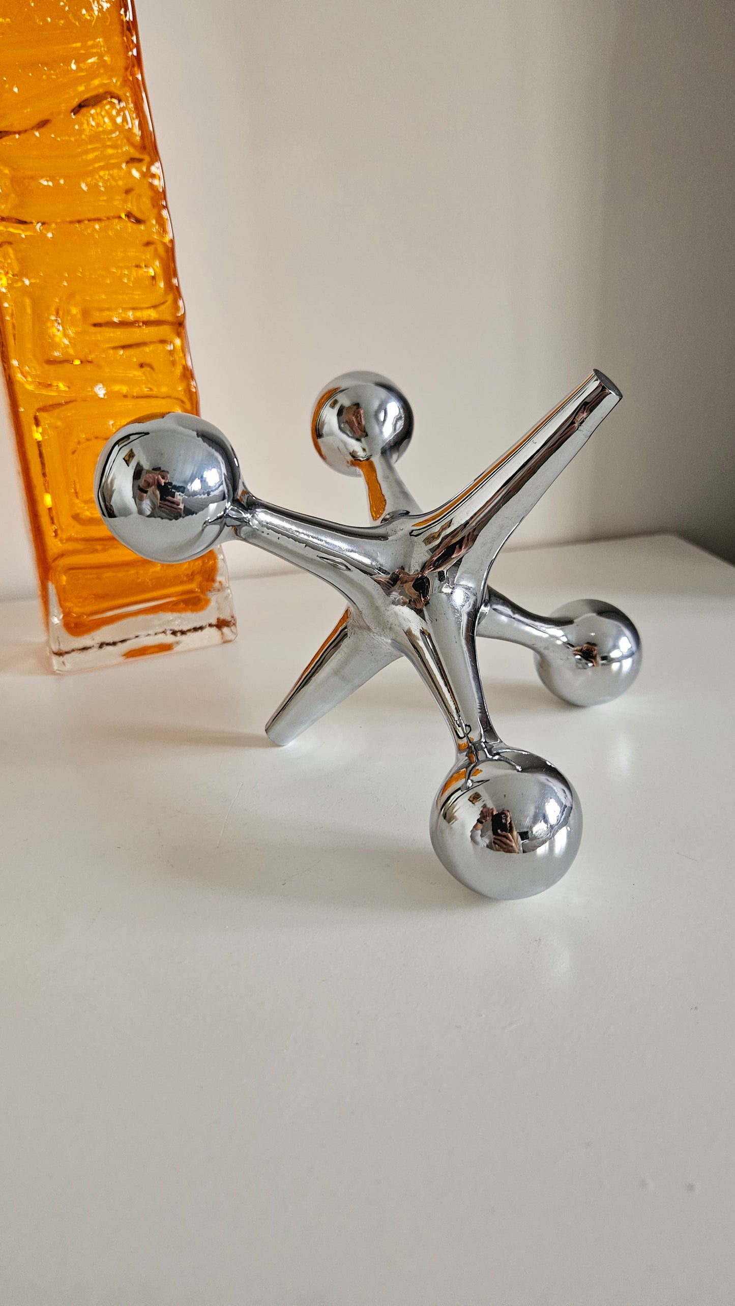 Mid-Century Heavy Chrome Jax Jack Sculpture