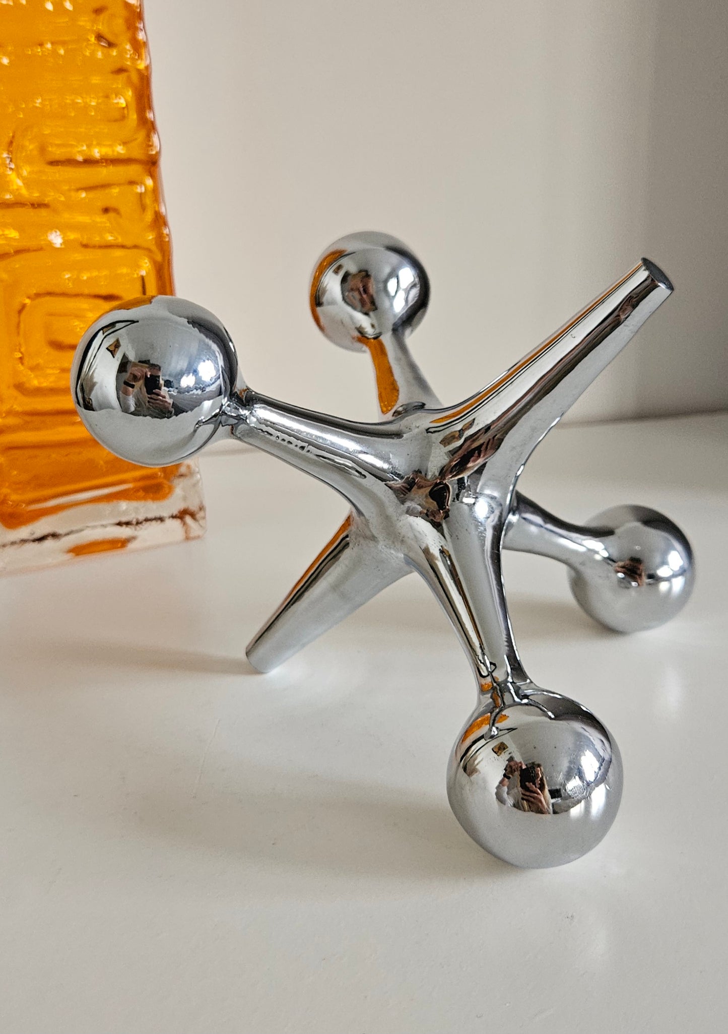 Mid-Century Heavy Chrome Jax Jack Sculpture
