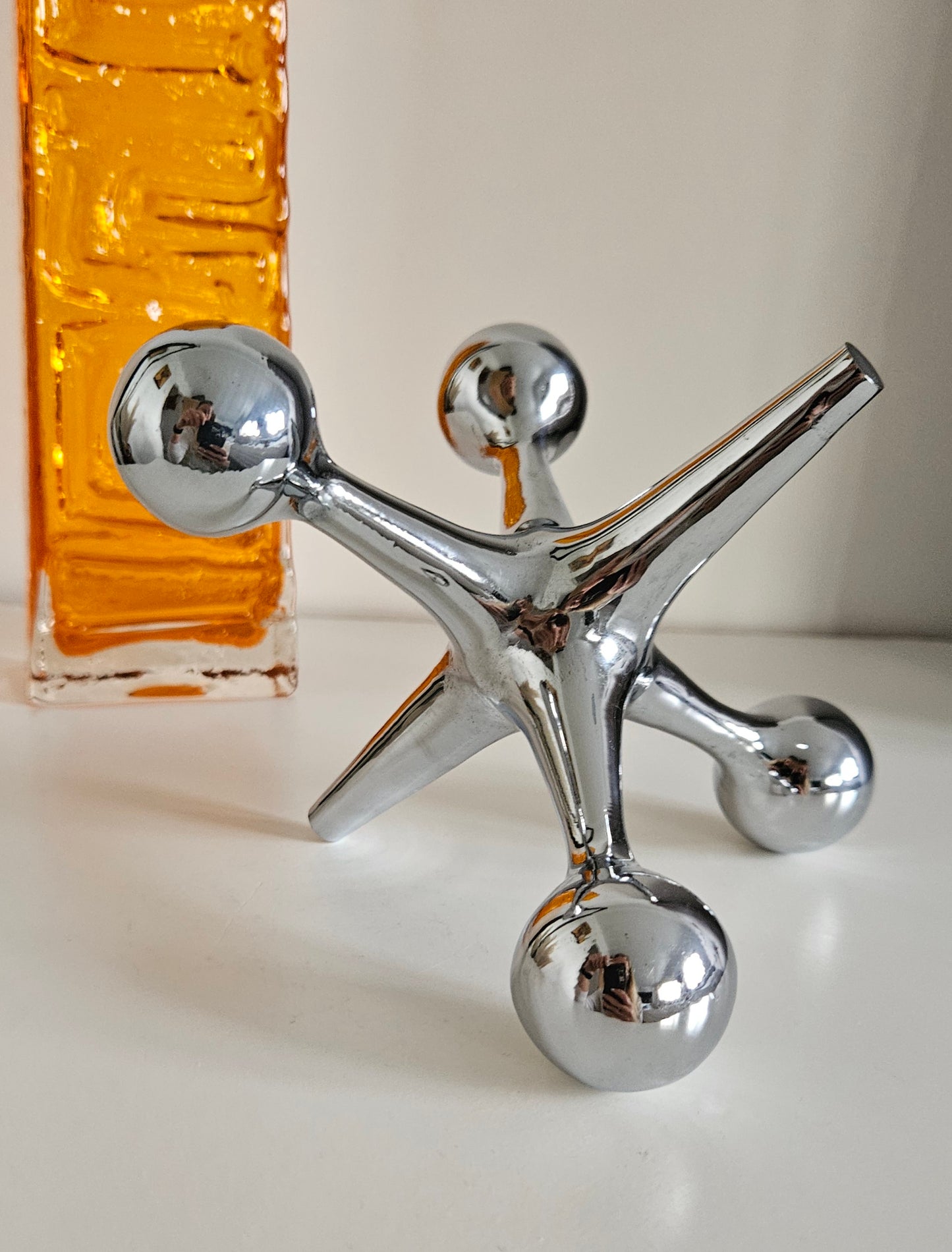 Mid-Century Heavy Chrome Jax Jack Sculpture