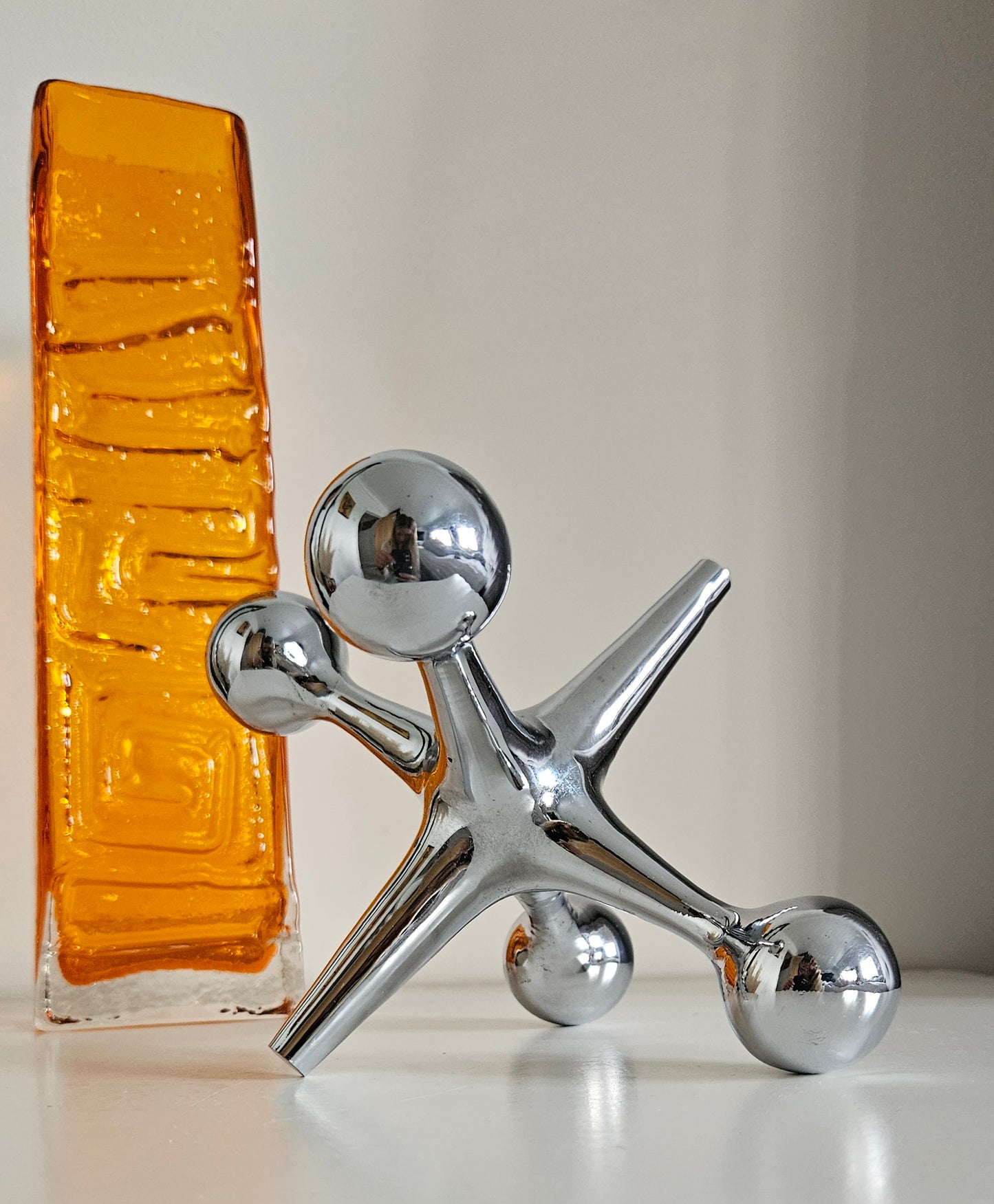 Mid-Century Heavy Chrome Jax Jack Sculpture