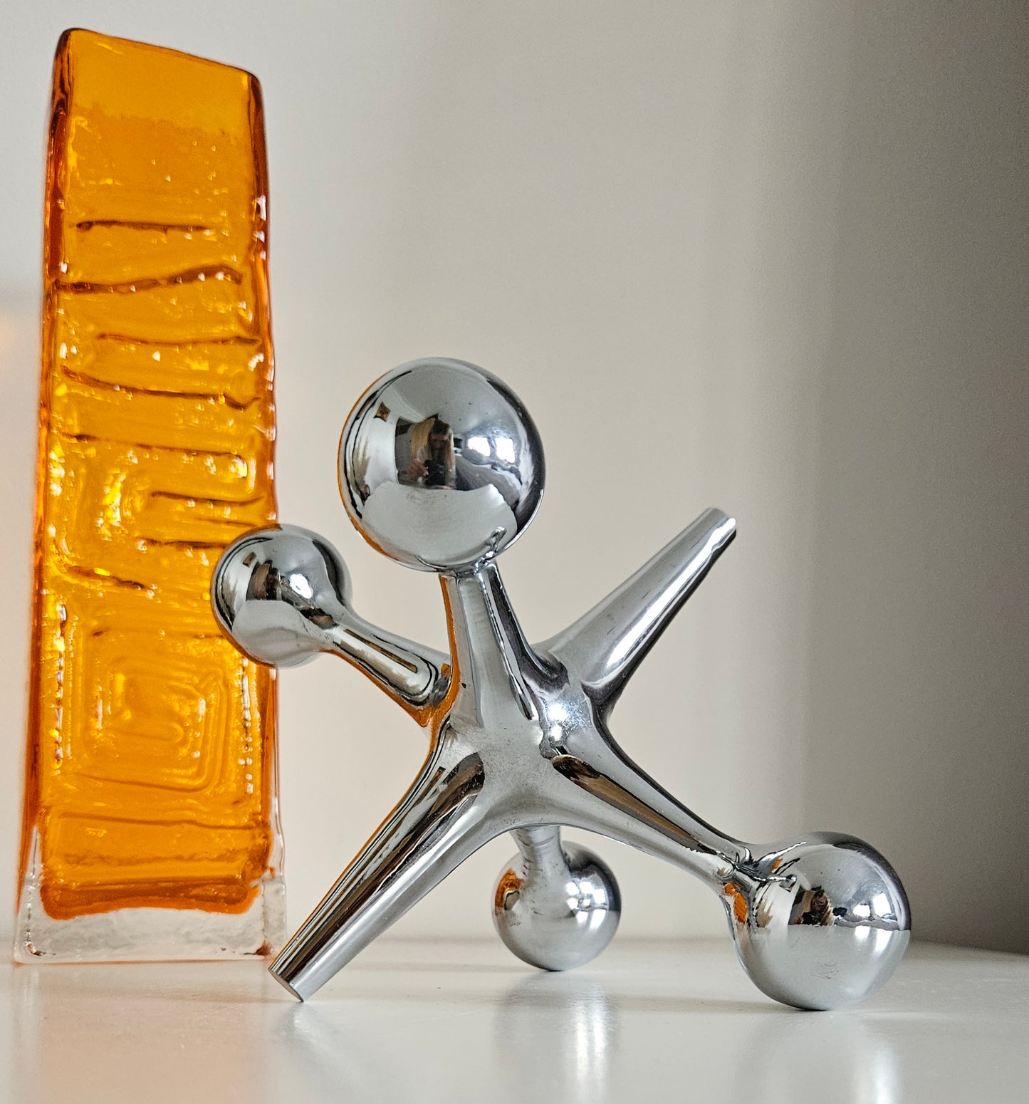 Mid-Century Heavy Chrome Jax Jack Sculpture
