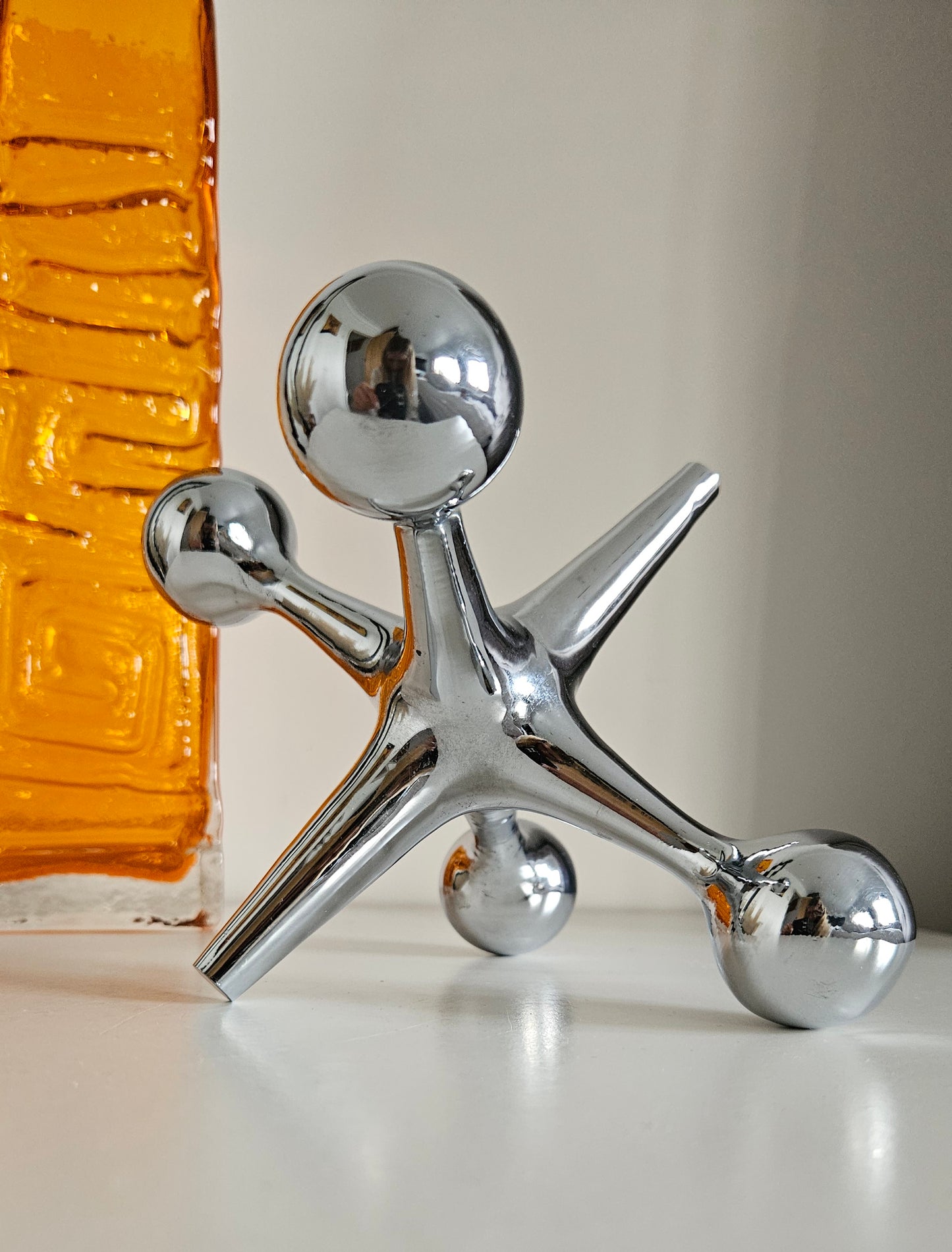 Mid-Century Heavy Chrome Jax Jack Sculpture