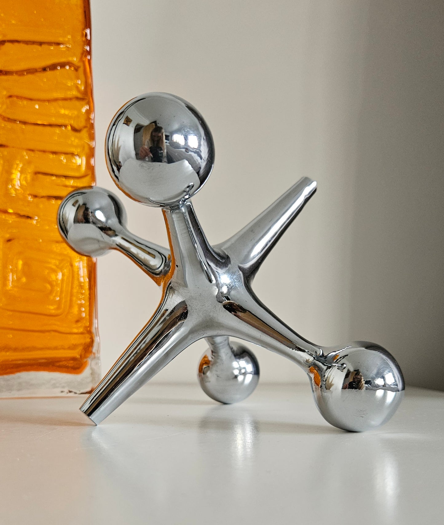 Mid-Century Heavy Chrome Jax Jack Sculpture