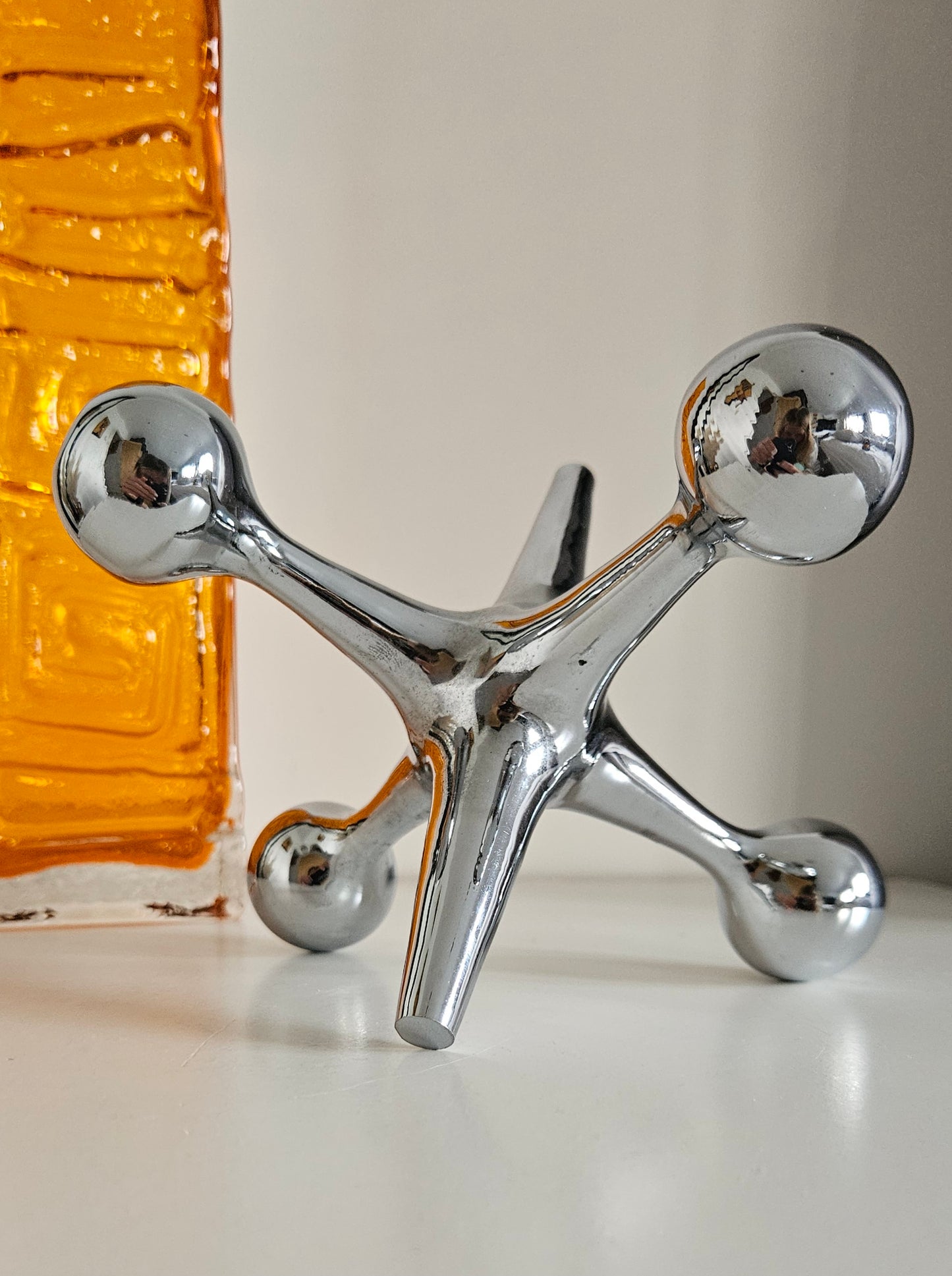 Mid-Century Heavy Chrome Jax Jack Sculpture