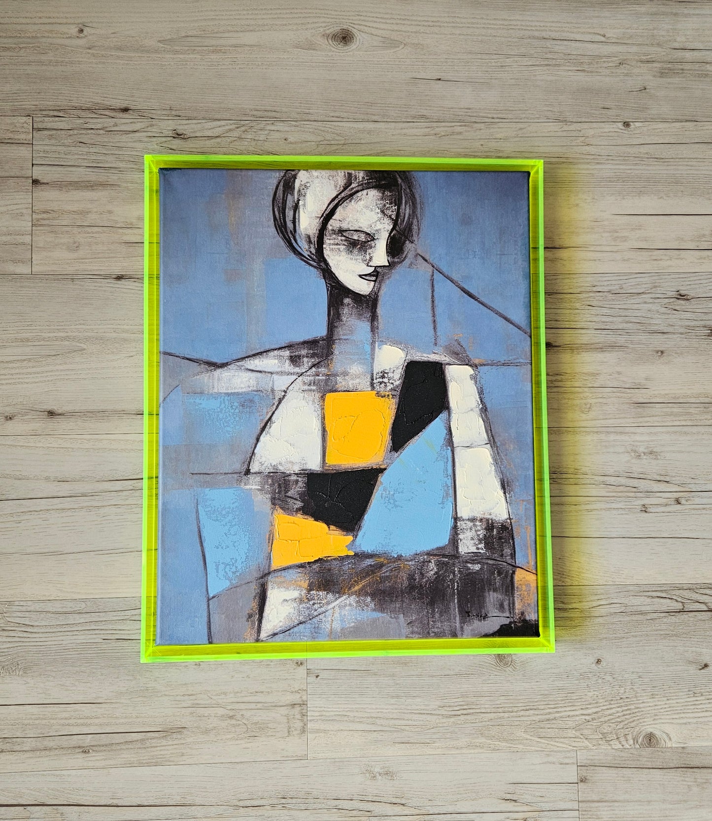 Abstract Hand Embellished Canvas Art In
Acrylic Frame