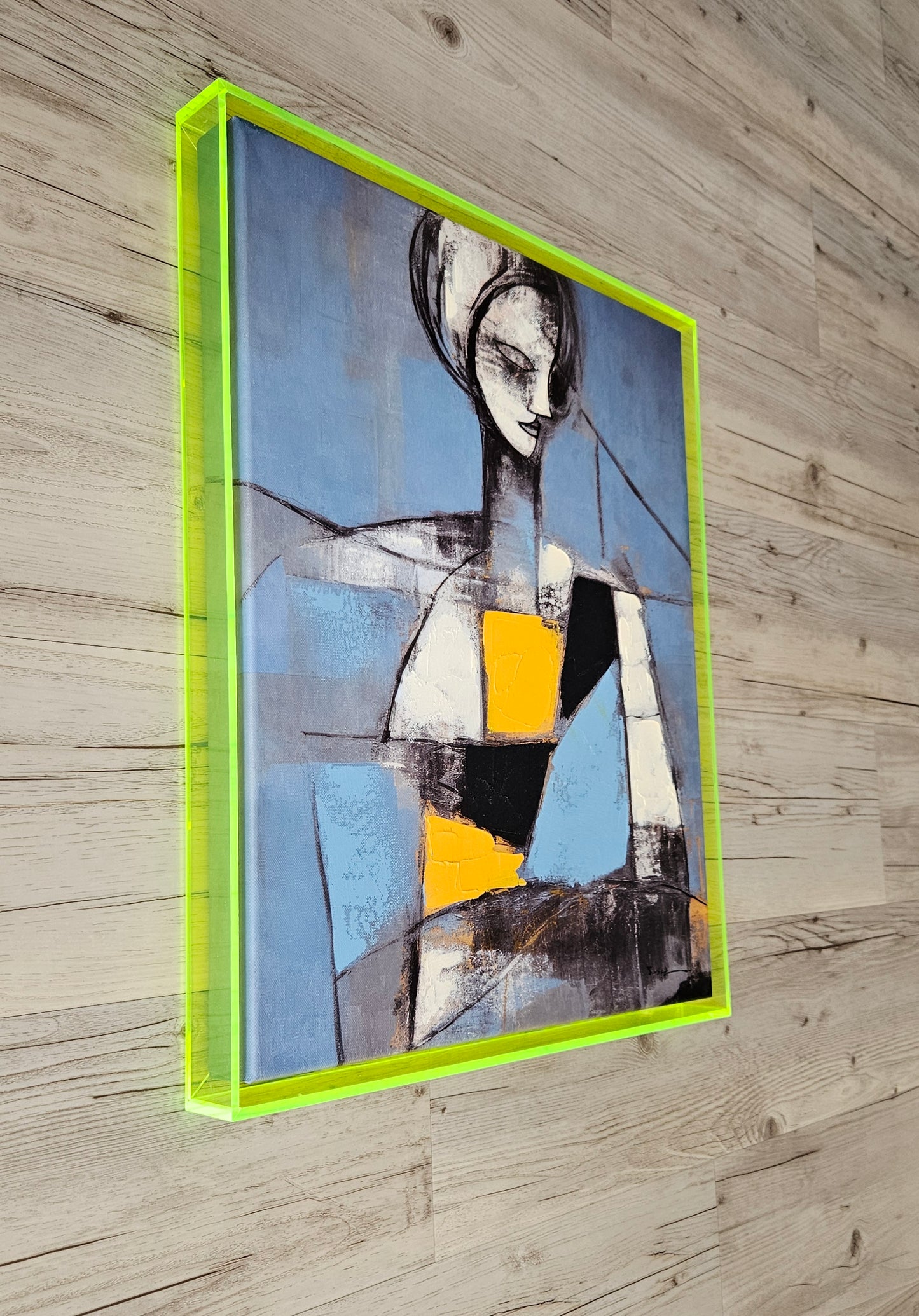 Abstract Hand Embellished Canvas Art In
Acrylic Frame