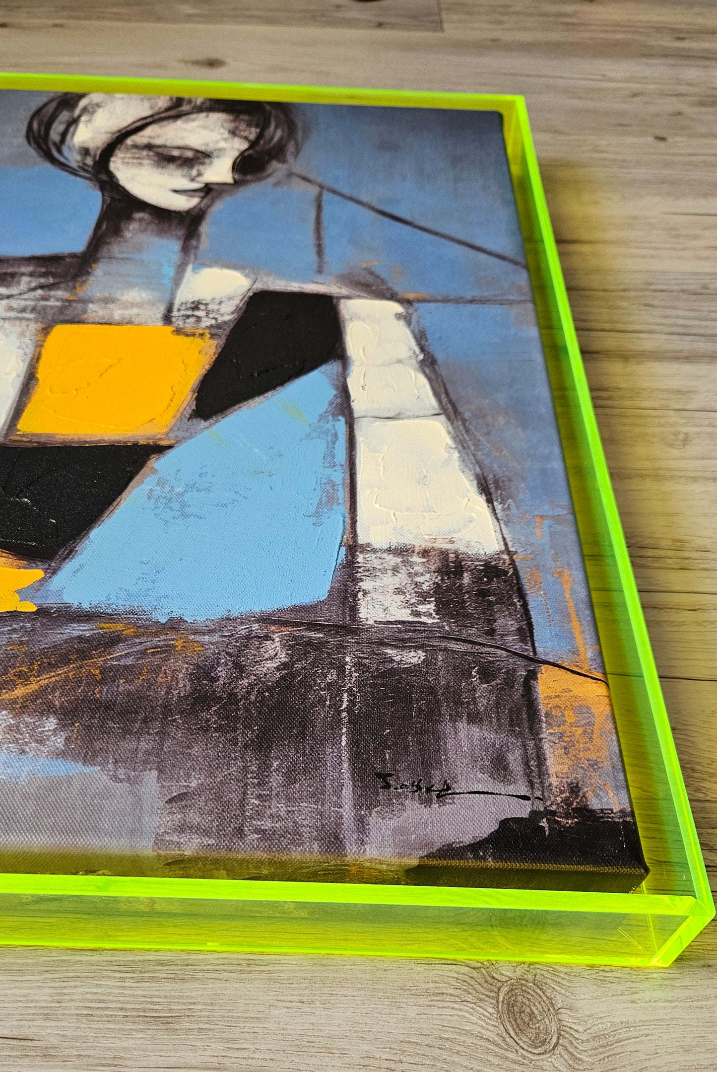 Abstract Hand Embellished Canvas Art In
Acrylic Frame
