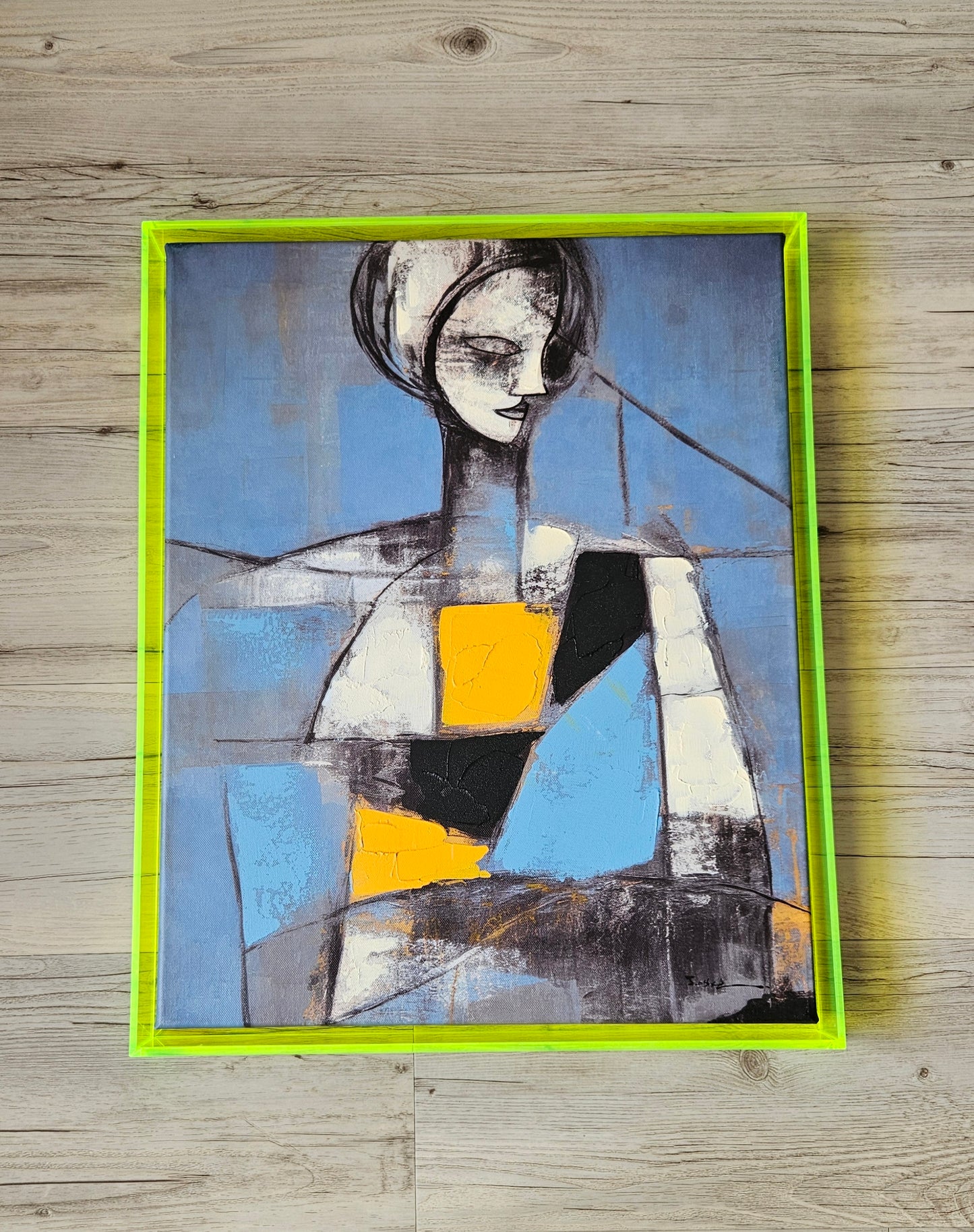 Abstract Hand Embellished Canvas Art In
Acrylic Frame