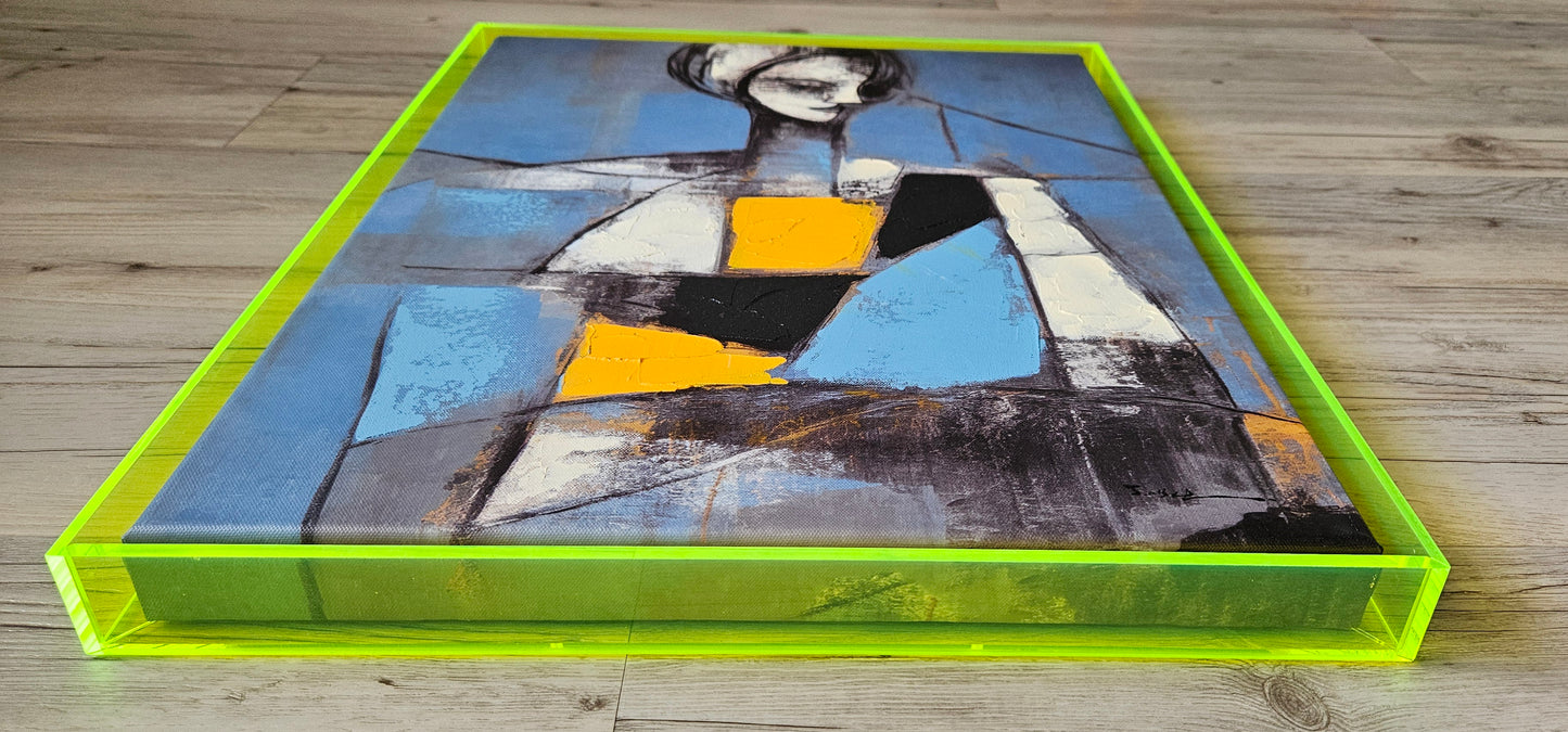 Abstract Hand Embellished Canvas Art In
Acrylic Frame