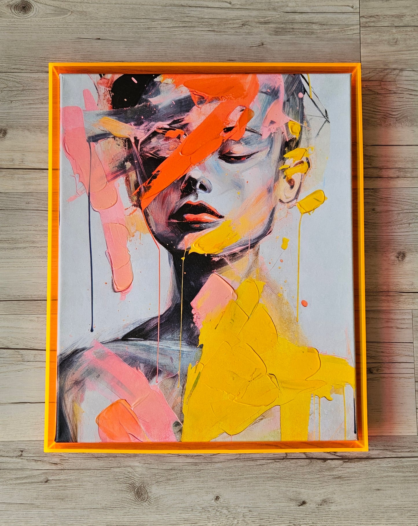 Abstract Hand Embellished Canvas Art In
Acrylic Frame