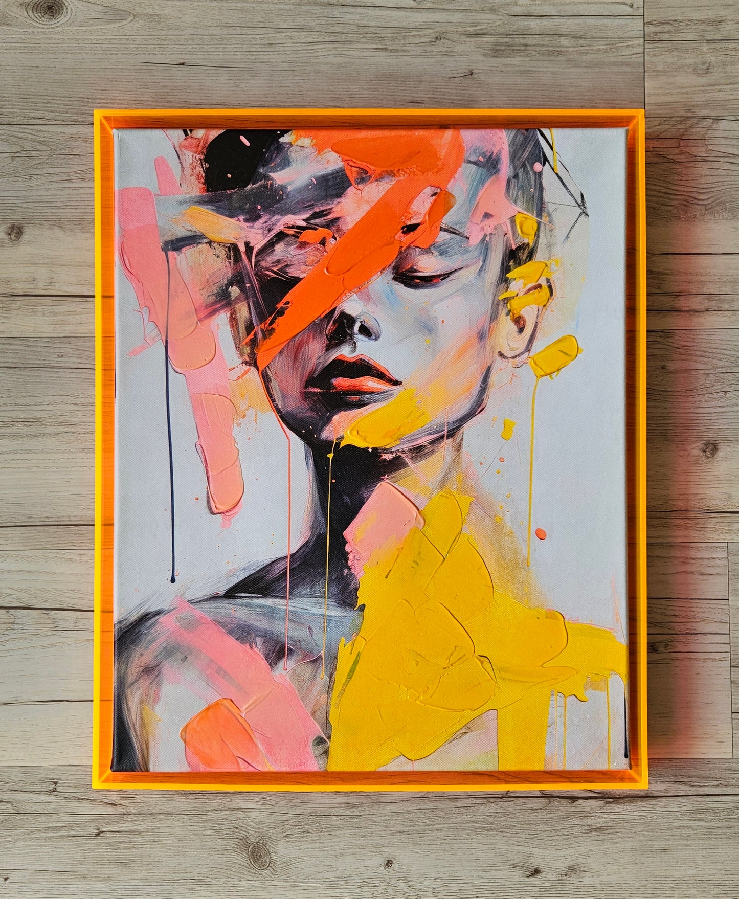 Abstract Hand Embellished Canvas Art In
Acrylic Frame