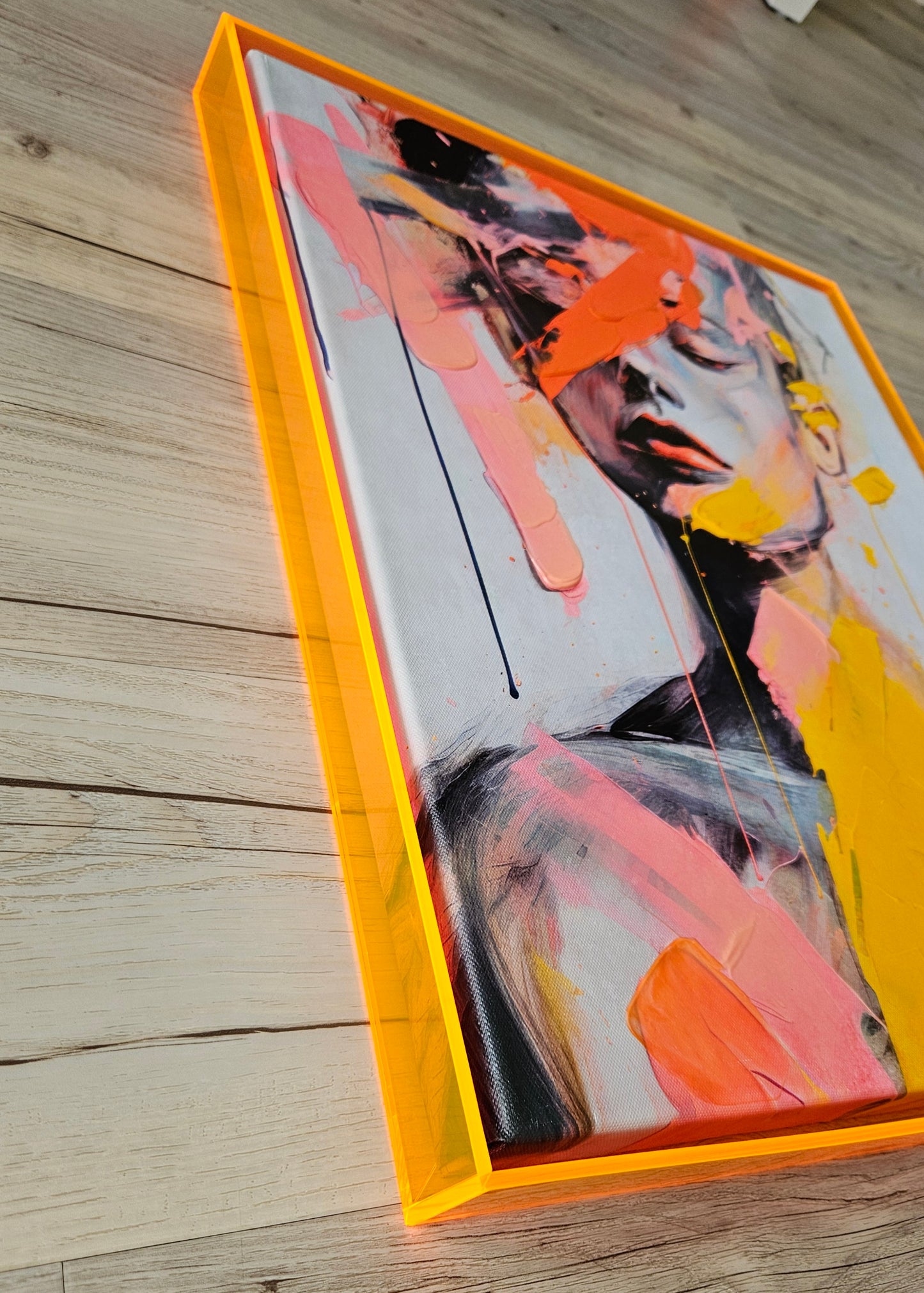 Abstract Hand Embellished Canvas Art In
Acrylic Frame