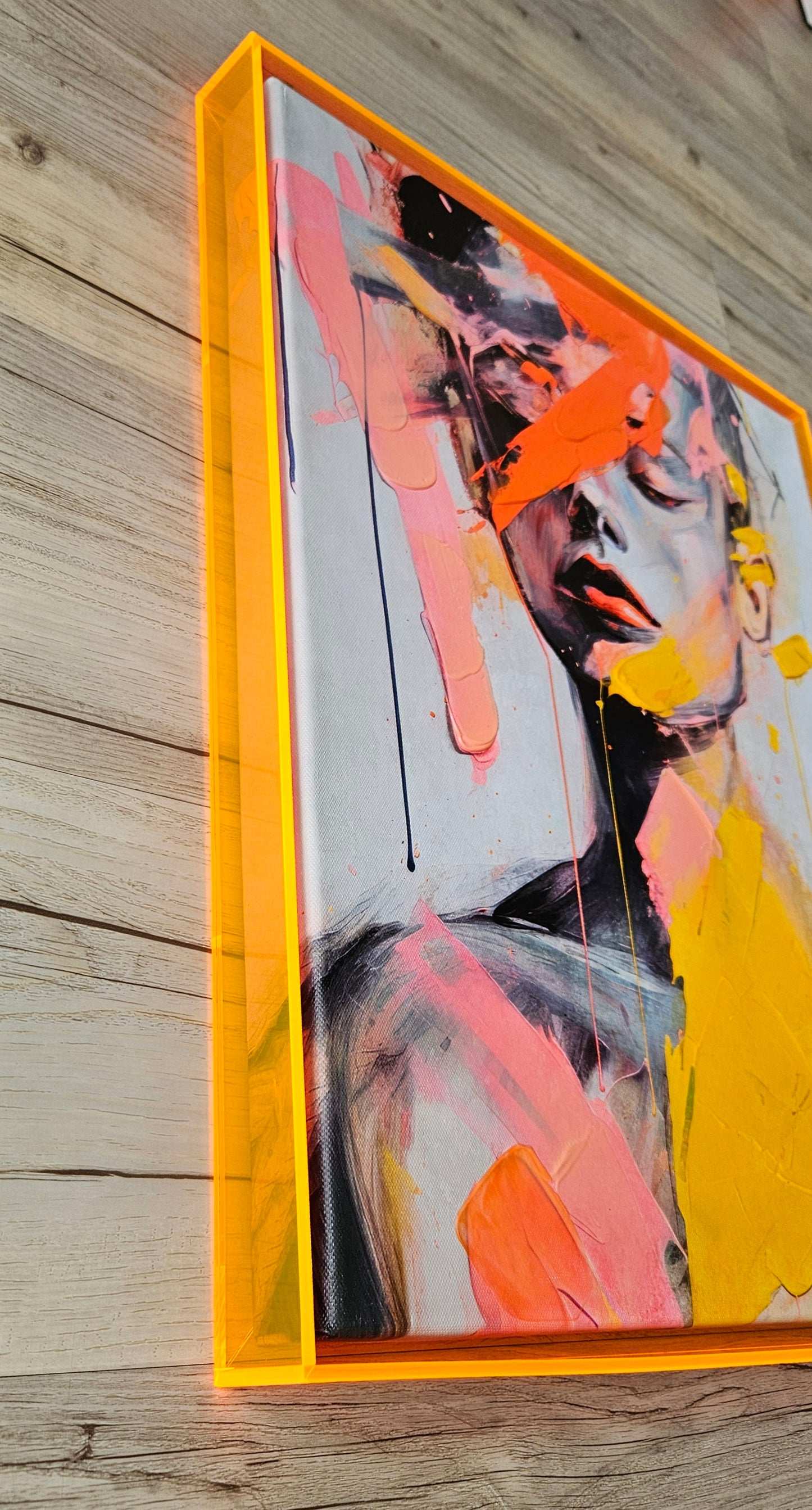 Abstract Hand Embellished Canvas Art In
Acrylic Frame