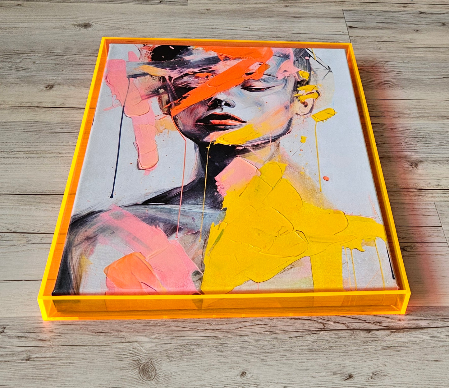 Abstract Hand Embellished Canvas Art In
Acrylic Frame