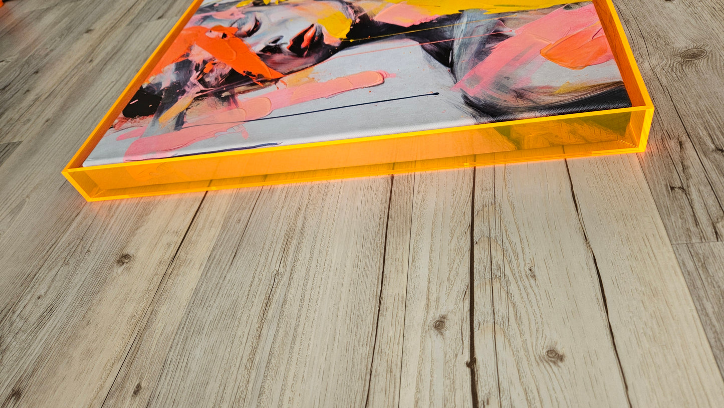 Abstract Hand Embellished Canvas Art In
Acrylic Frame