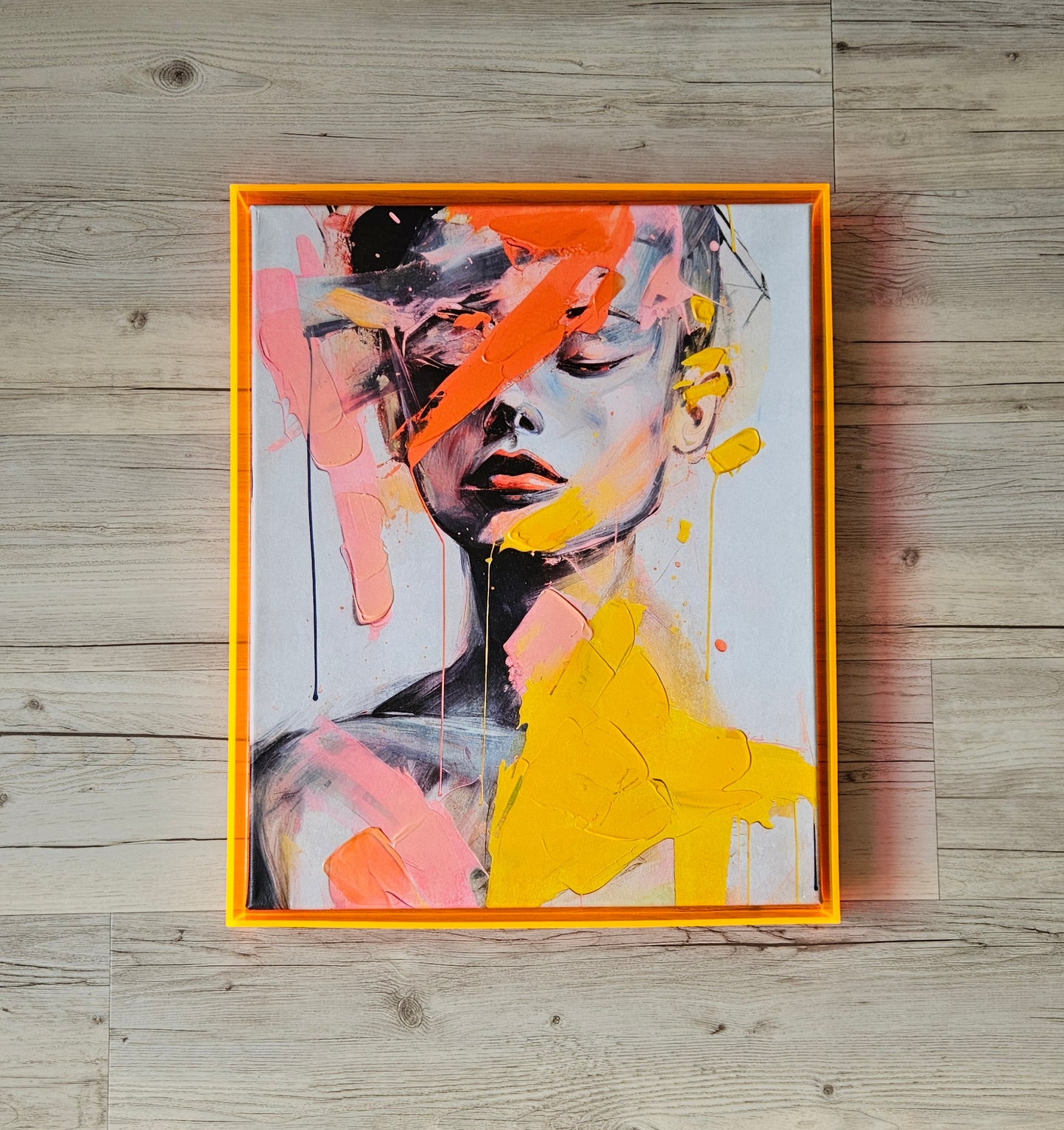 Abstract Hand Embellished Canvas Art In
Acrylic Frame