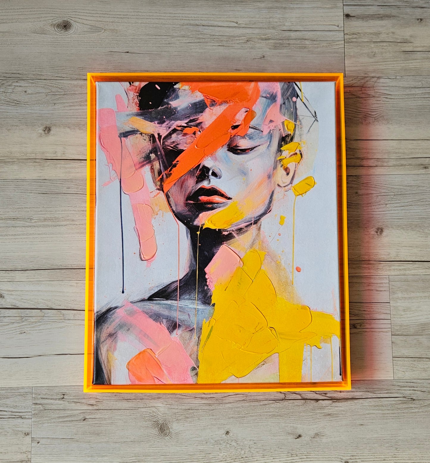 Abstract Hand Embellished Canvas Art In
Acrylic Frame