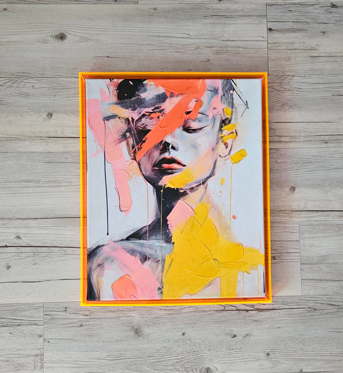Abstract Hand Embellished Canvas Art In
Acrylic Frame