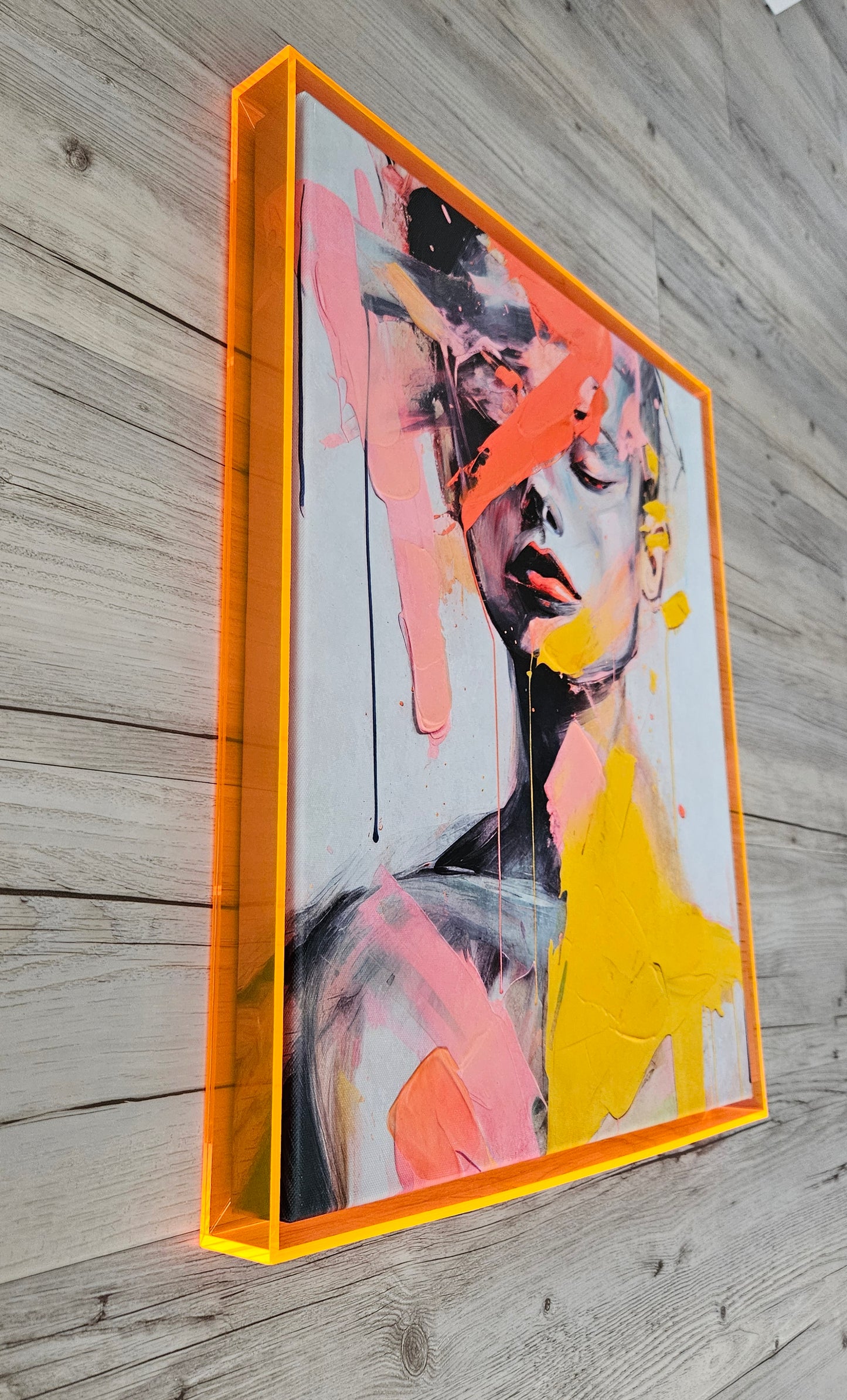 Abstract Hand Embellished Canvas Art In
Acrylic Frame