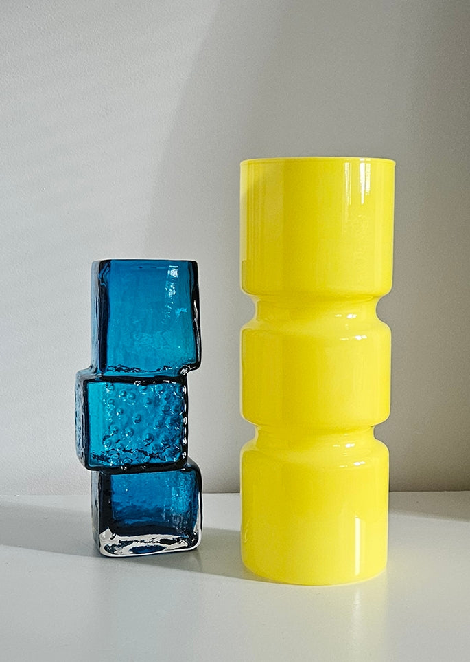 Retro Funky Habitat Fitz Yellow Glass Table Lamp