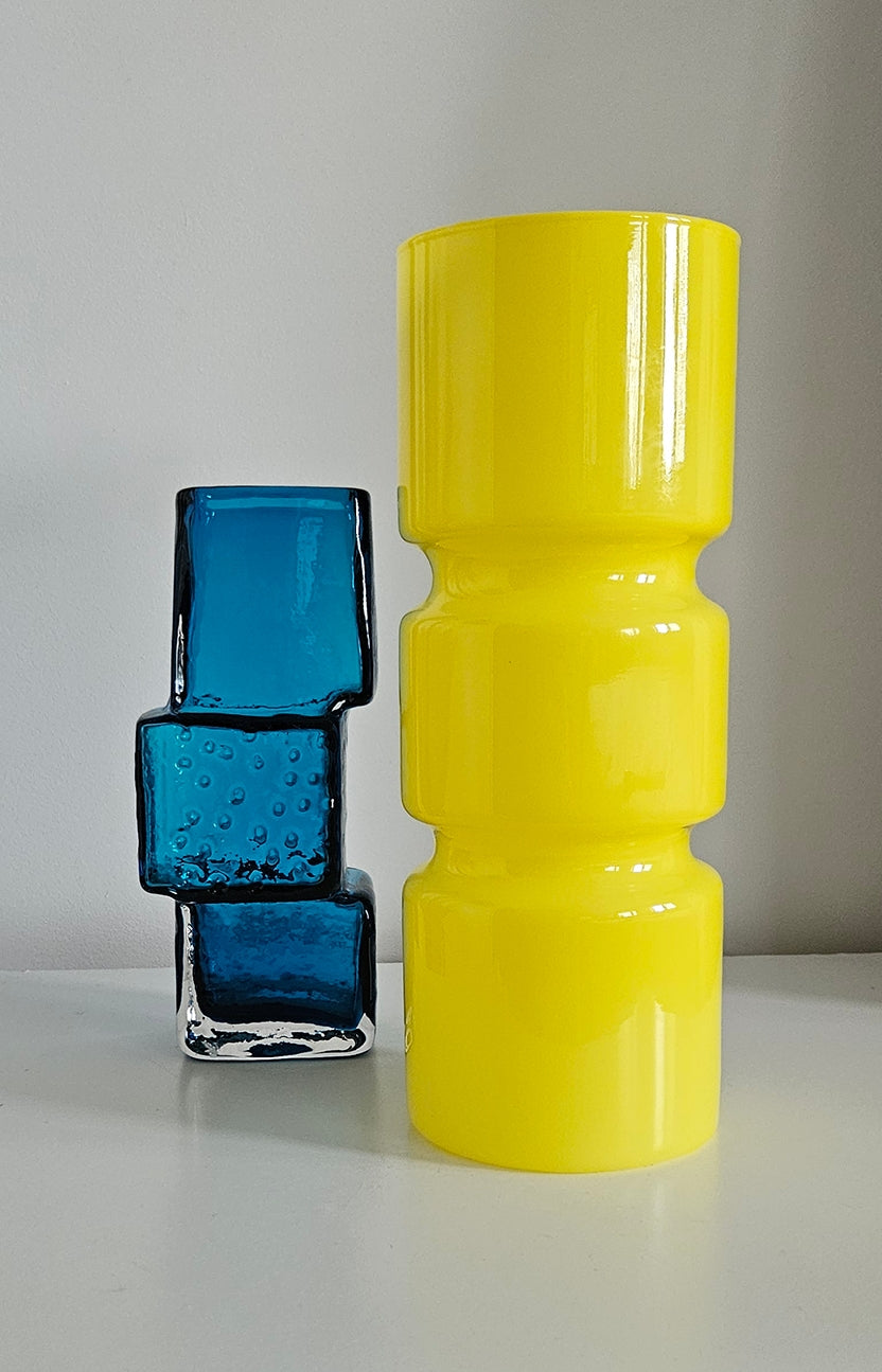 Retro Funky Habitat Fitz Yellow Glass Table Lamp