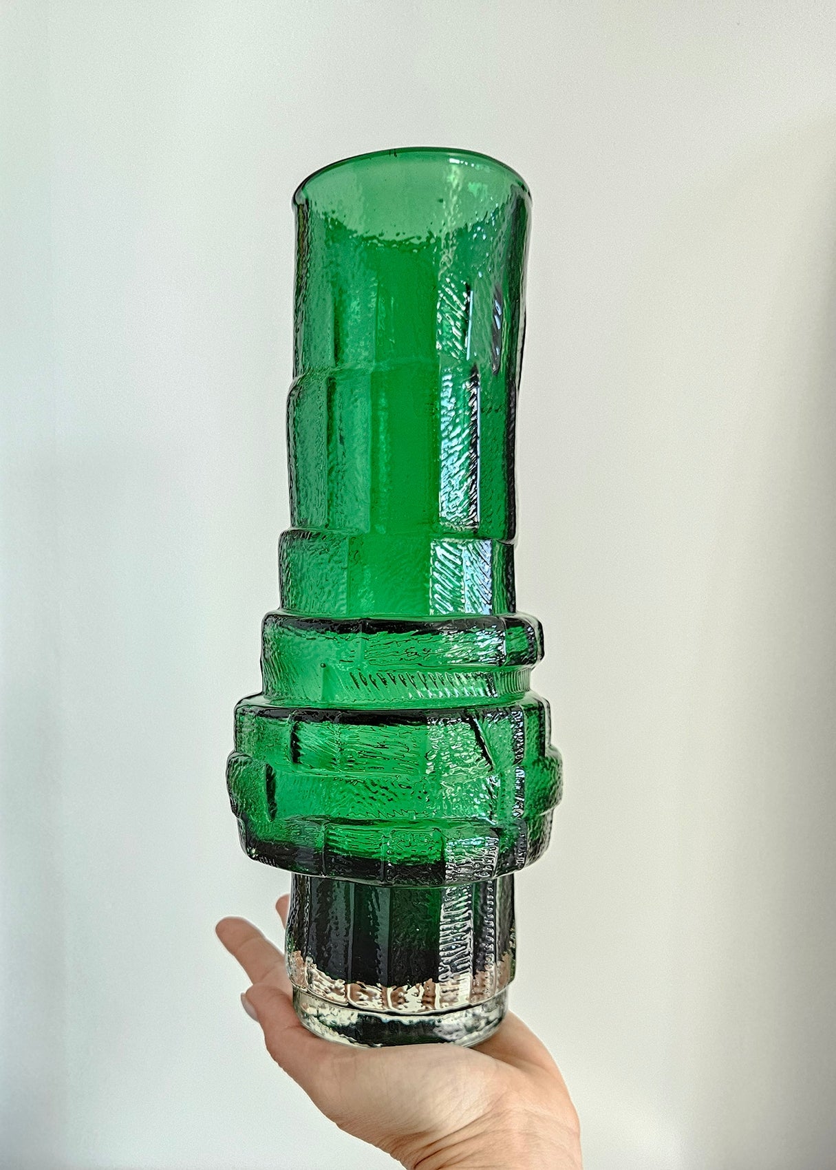 Whitefriars Style Hoop Vase In Green Colour