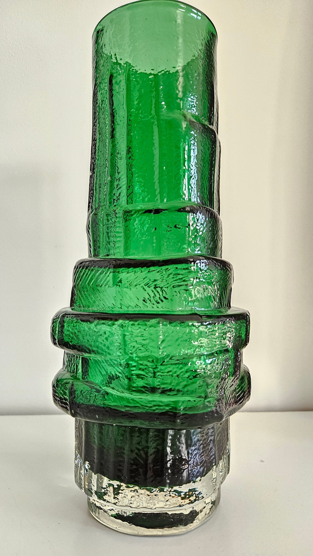 Whitefriars Style Hoop Vase In Green Colour
