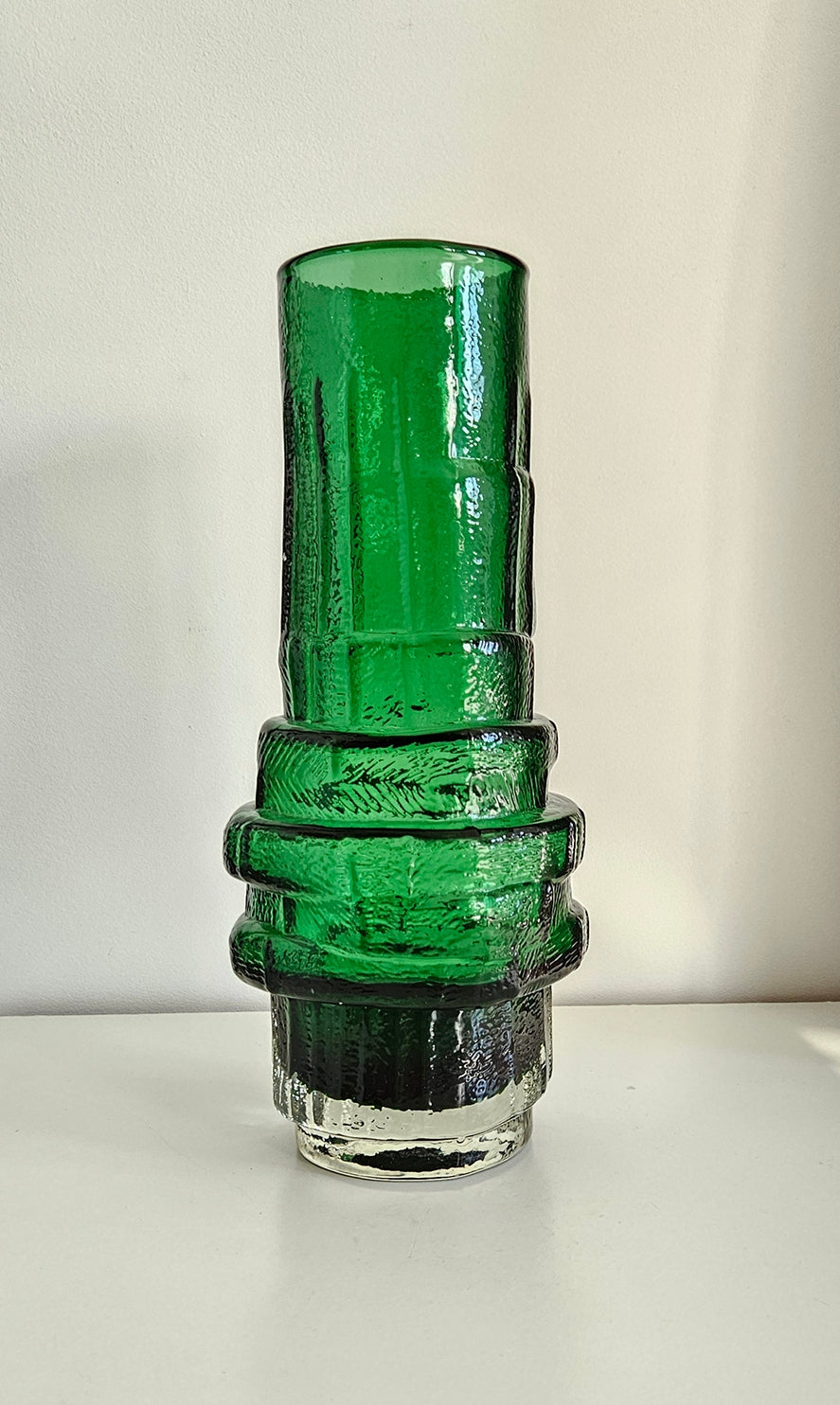 Whitefriars Style Hoop Vase In Green Colour