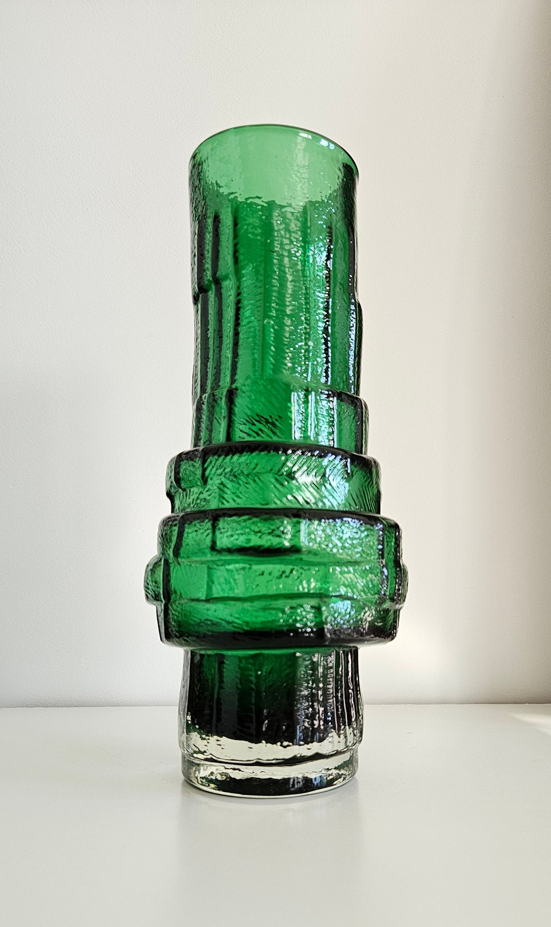 Whitefriars Style Hoop Vase In Green Colour