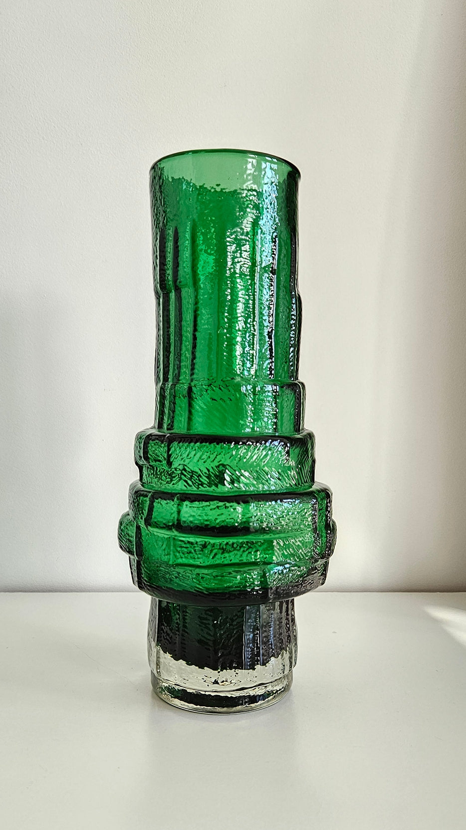 Whitefriars Style Hoop Vase In Green Colour