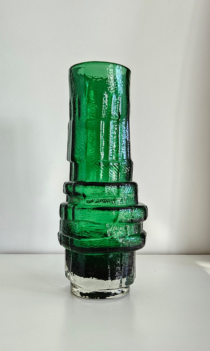 Whitefriars Style Hoop Vase In Green Colour