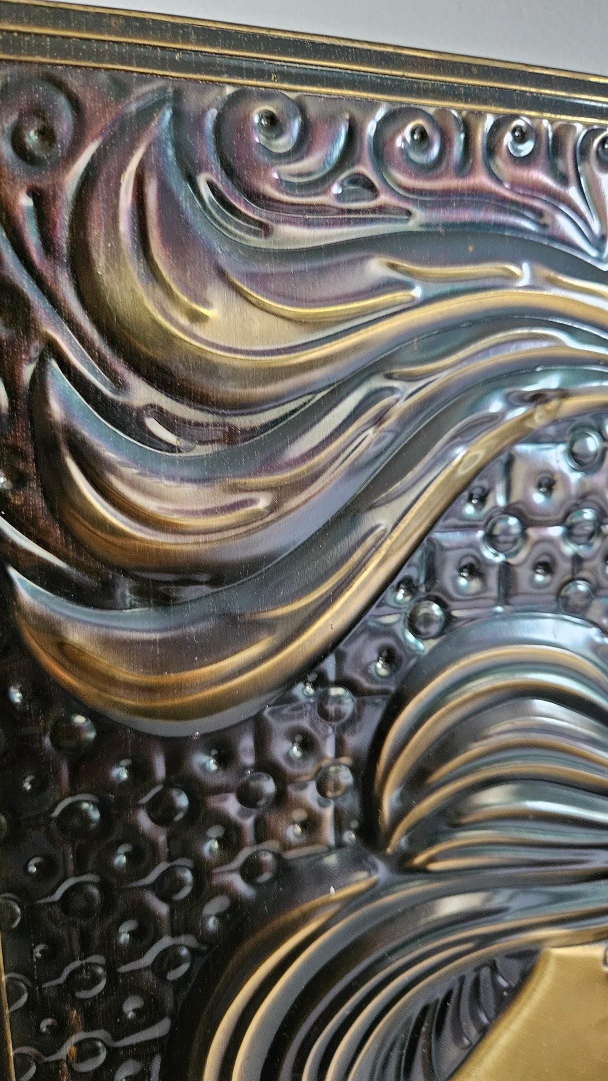 Vintage Soviet Embossed Metal Copper Wall Hanging Plaque