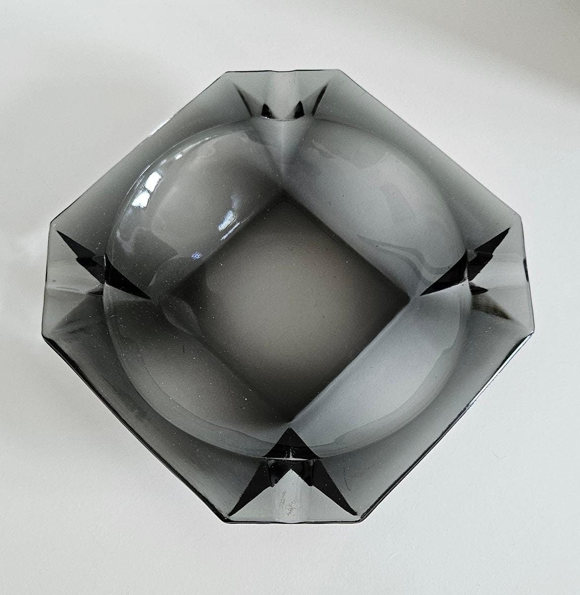 Retro Vintage Smoked Glass Ashtray