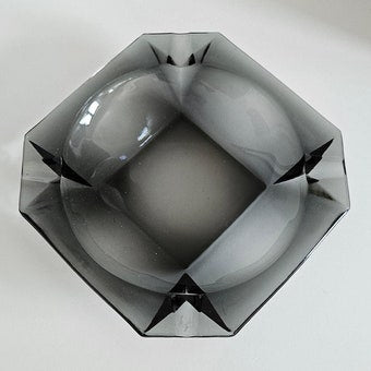 Retro Vintage Smoked Glass Ashtray