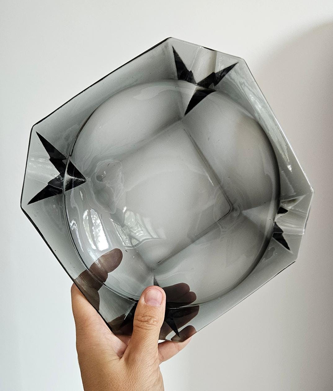 Retro Vintage Smoked Glass Ashtray