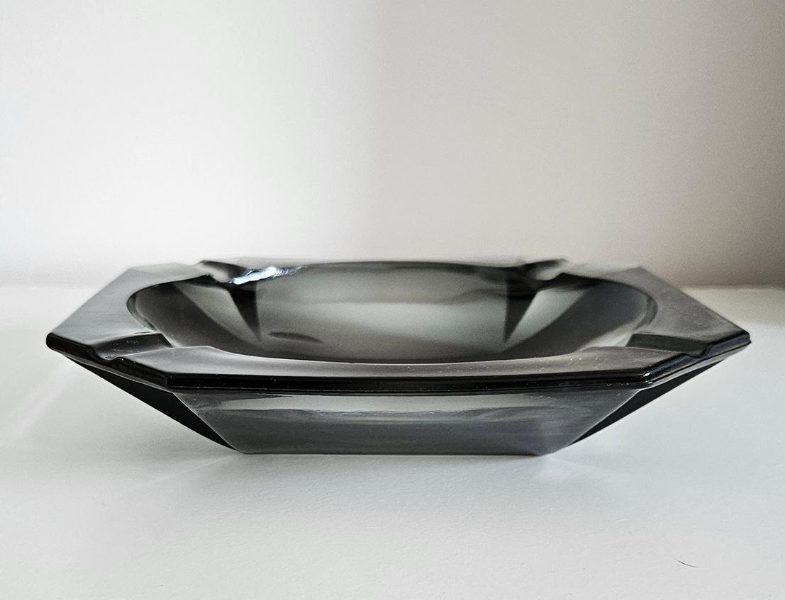 Retro Vintage Smoked Glass Ashtray