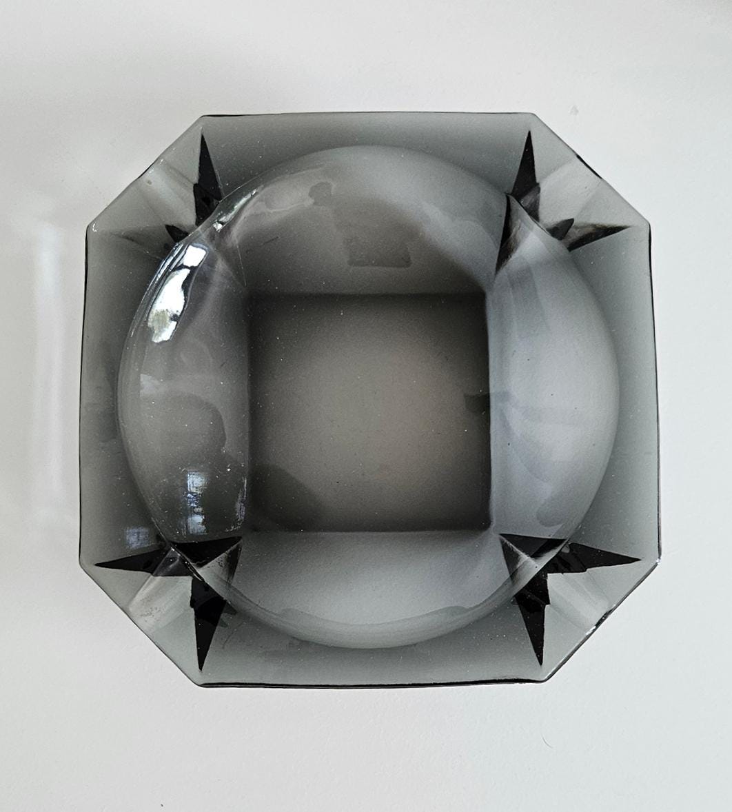 Retro Vintage Smoked Glass Ashtray