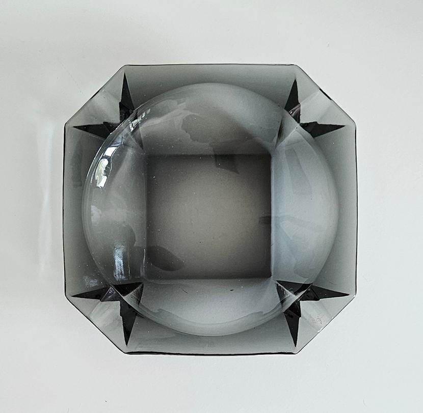 Retro Vintage Smoked Glass Ashtray